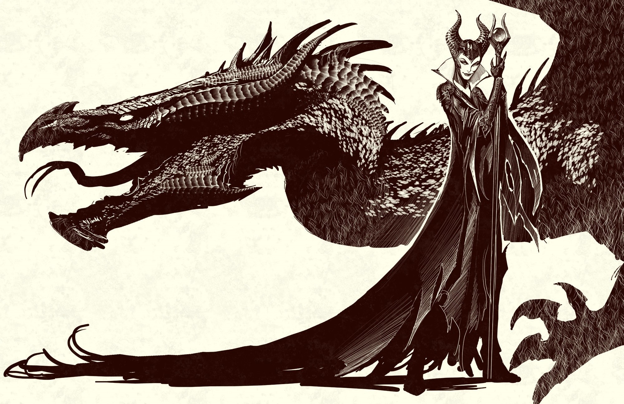 Maleficent and Dragon HD Wallpaper