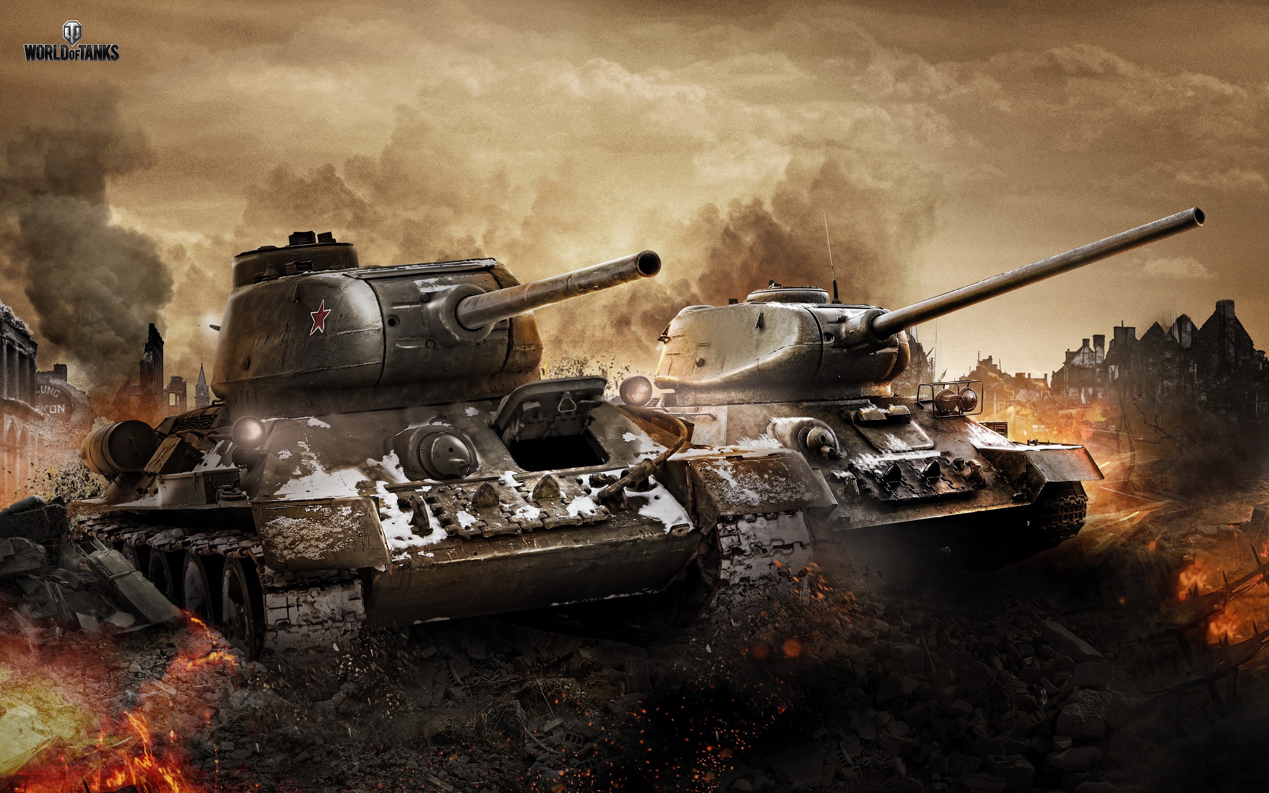 World of Tanks T-34 Tanks in Battle HD Wallpaper