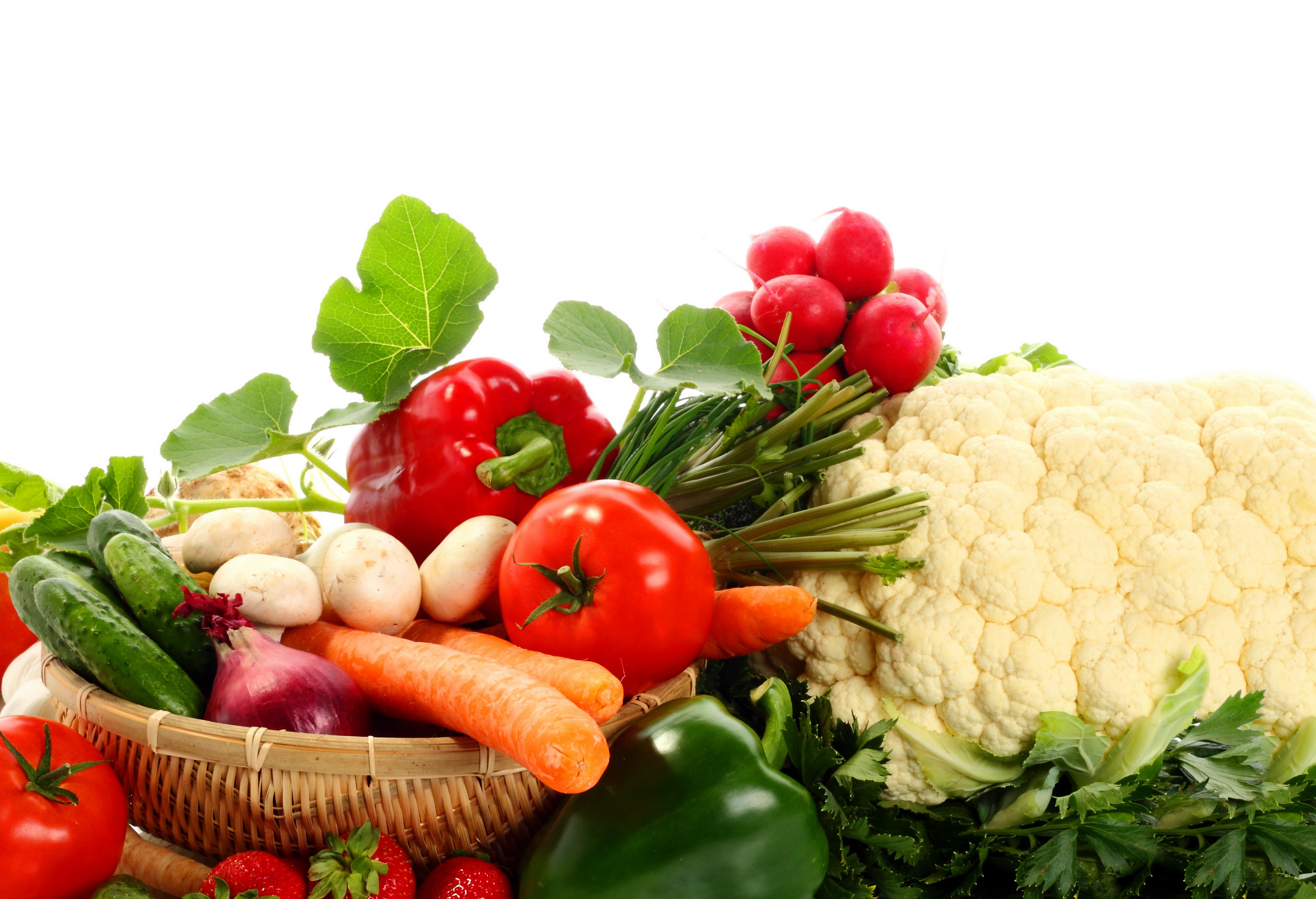 4K Vegetables: Tomatoes, Bell Pepper, Cauliflower, and More HD Wallpaper
