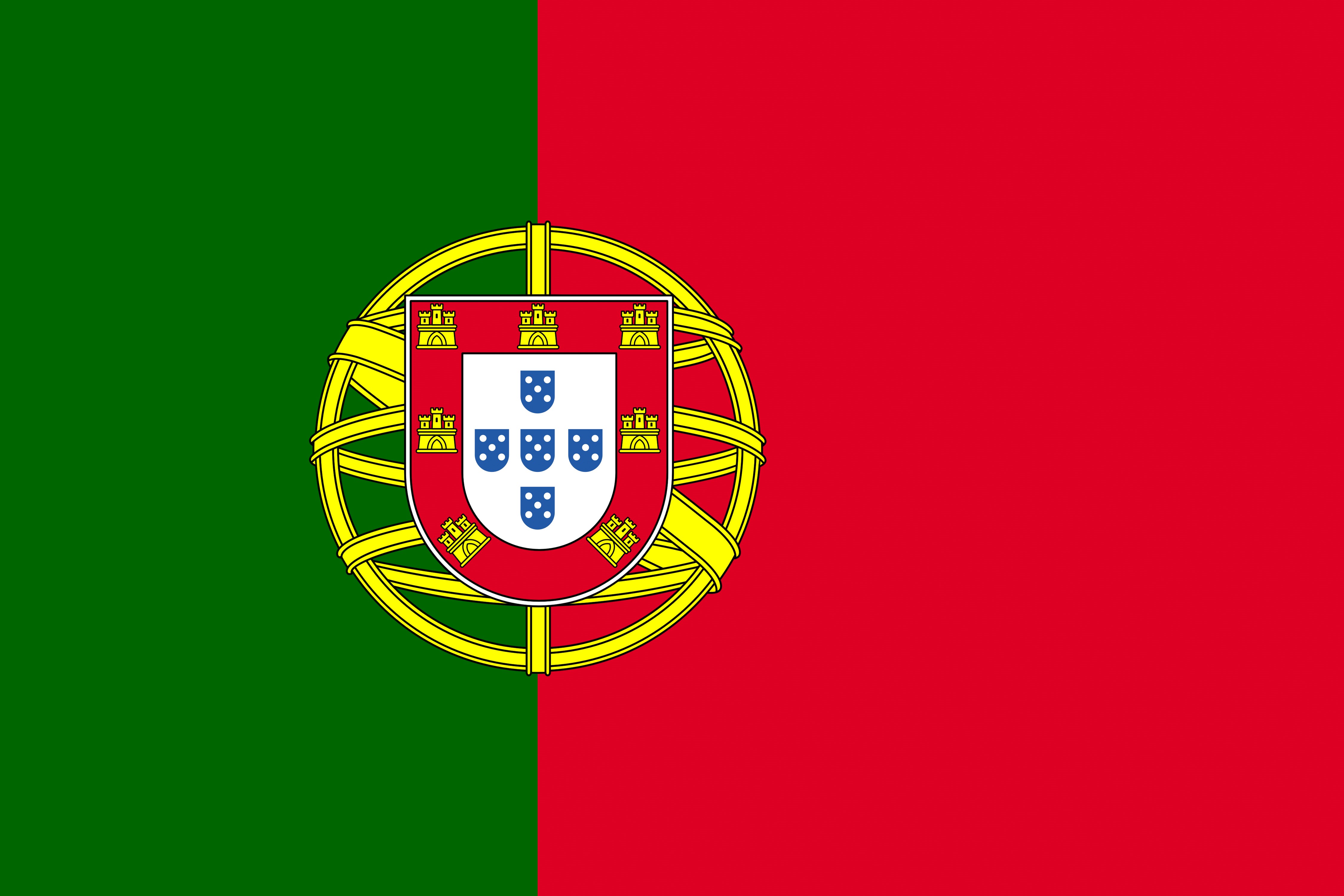 4K Portuguese National Flag Vibrant Colors HD Wallpaper