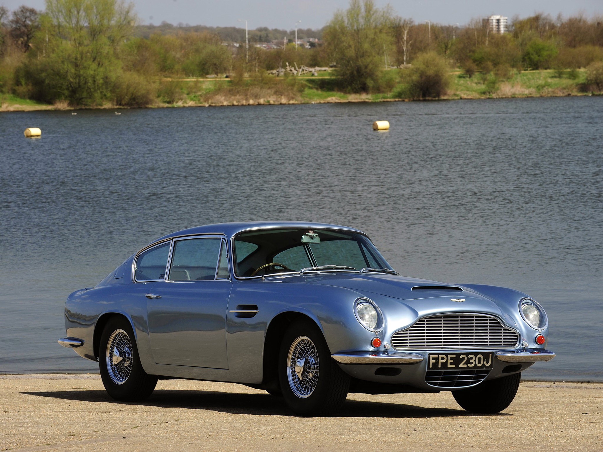 1969 Aston Martin DB6 by a lake HD Wallpaper