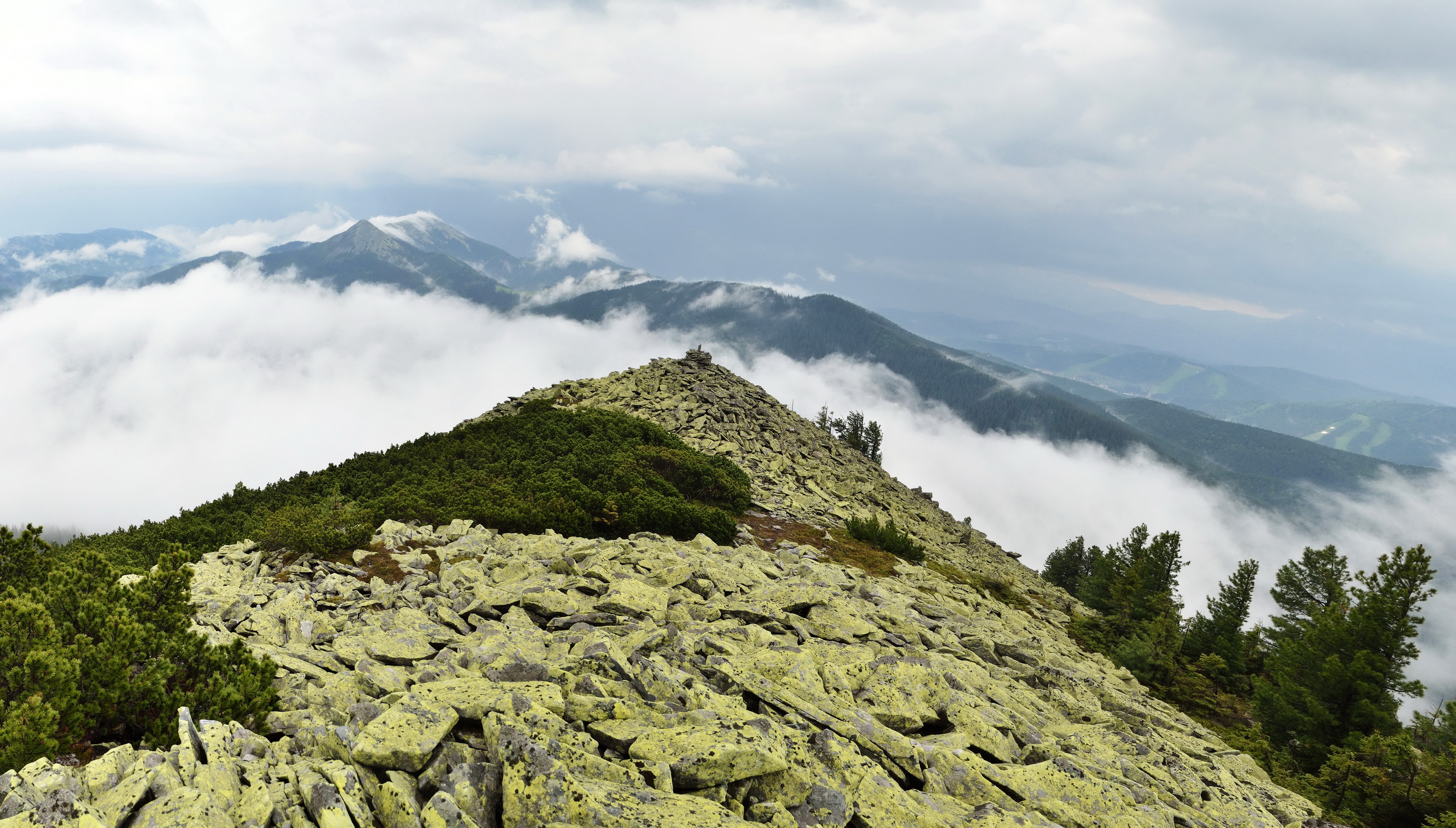 Mountains in Zakarpattia, Ukraine with Clouds HD Wallpaper