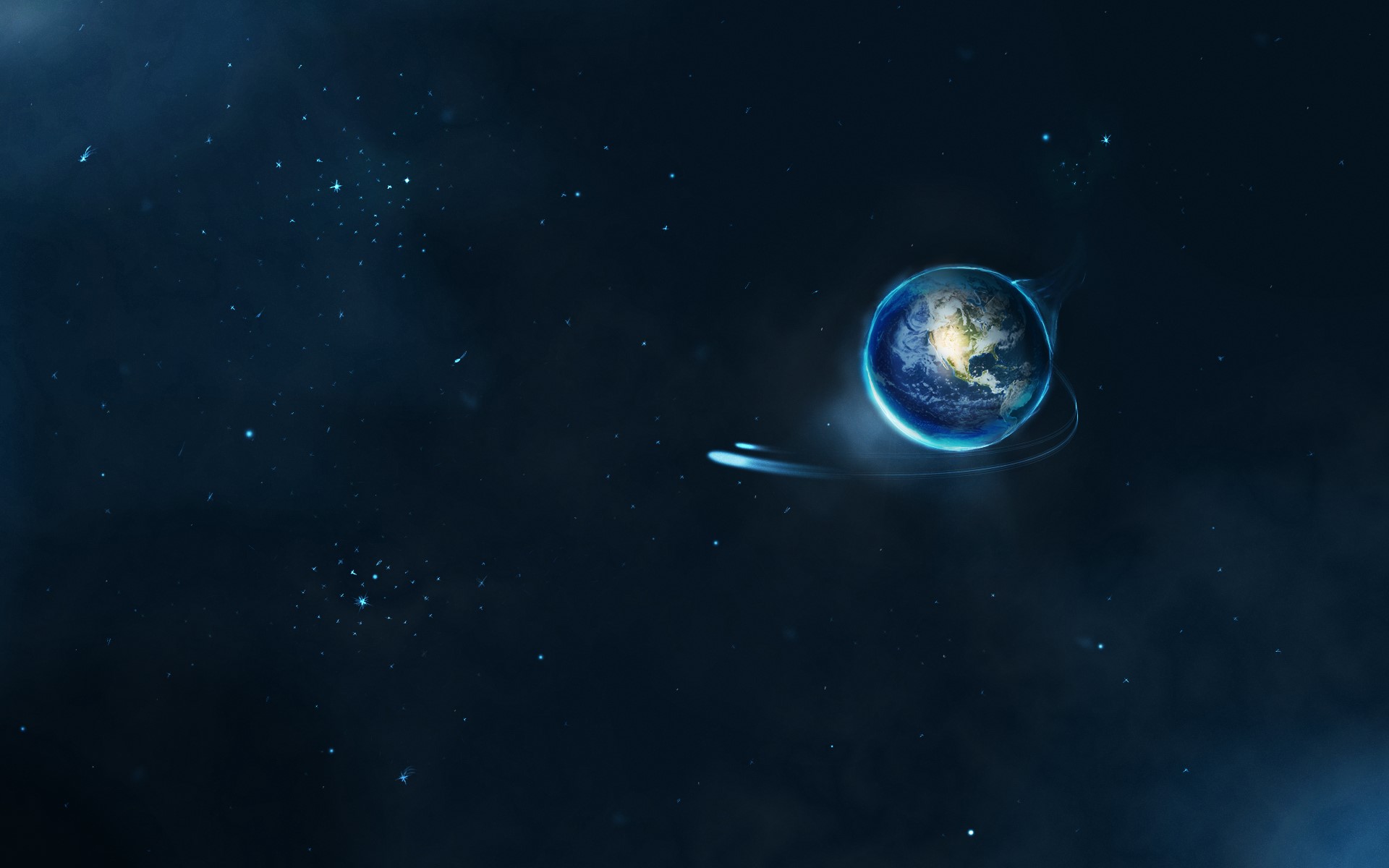 Earth in Space with Stars HD Wallpaper