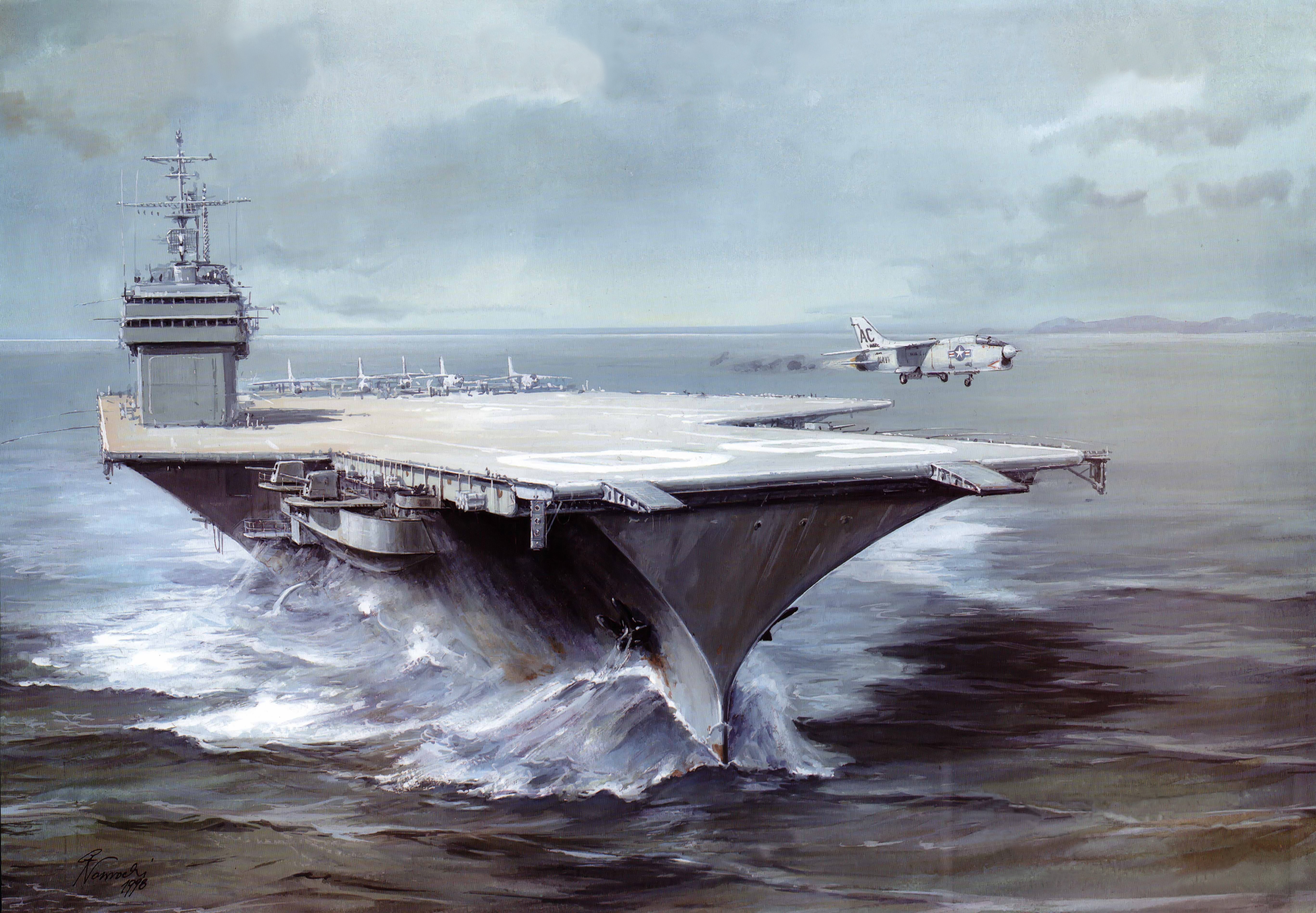 USS Saratoga CVA-60 Aircraft Carrier Painting HD Wallpaper