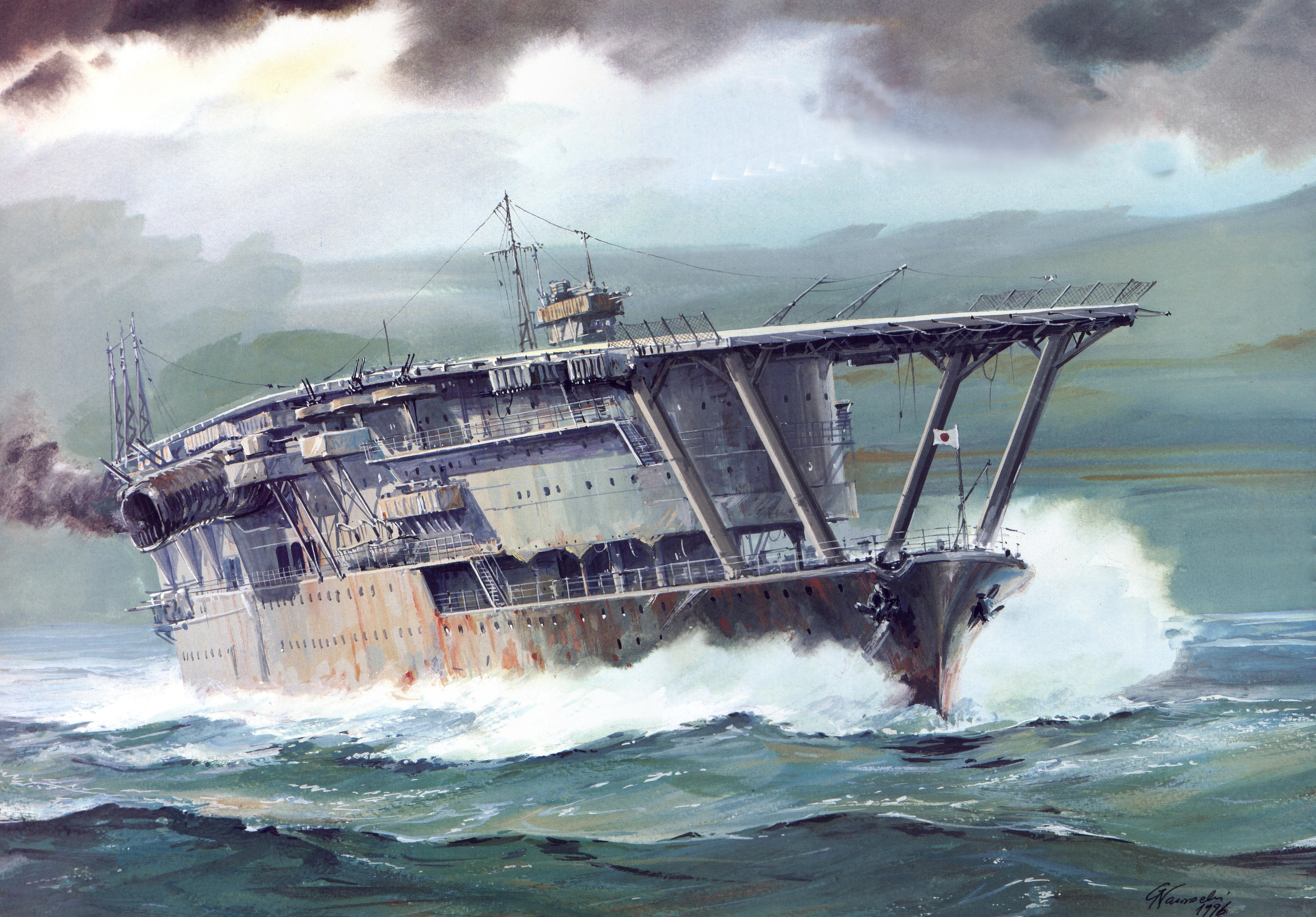 Aircraft Carrier IJN Akagi Painting HD Wallpaper