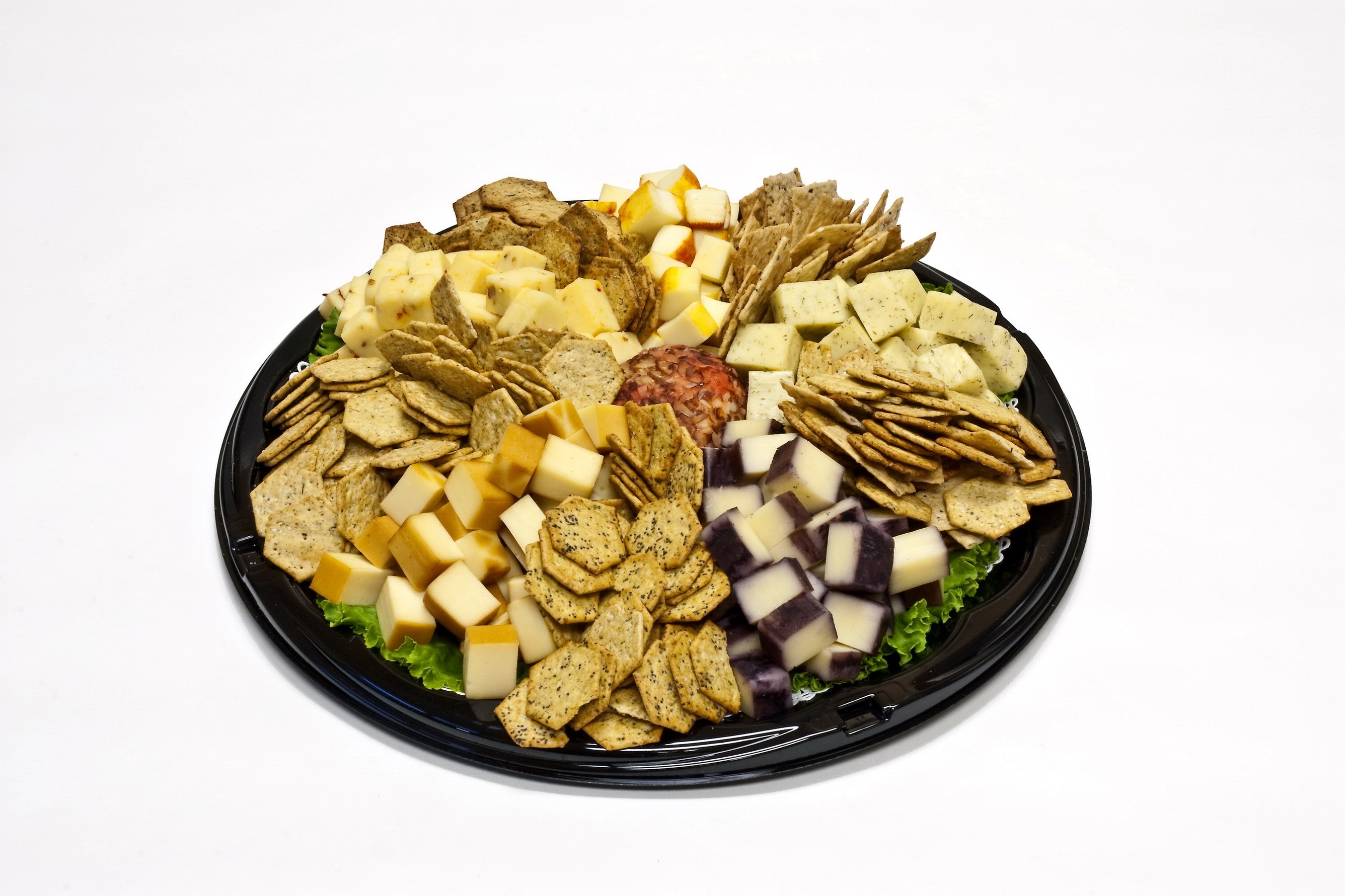 Cheese and cracker platter with salami HD Wallpaper