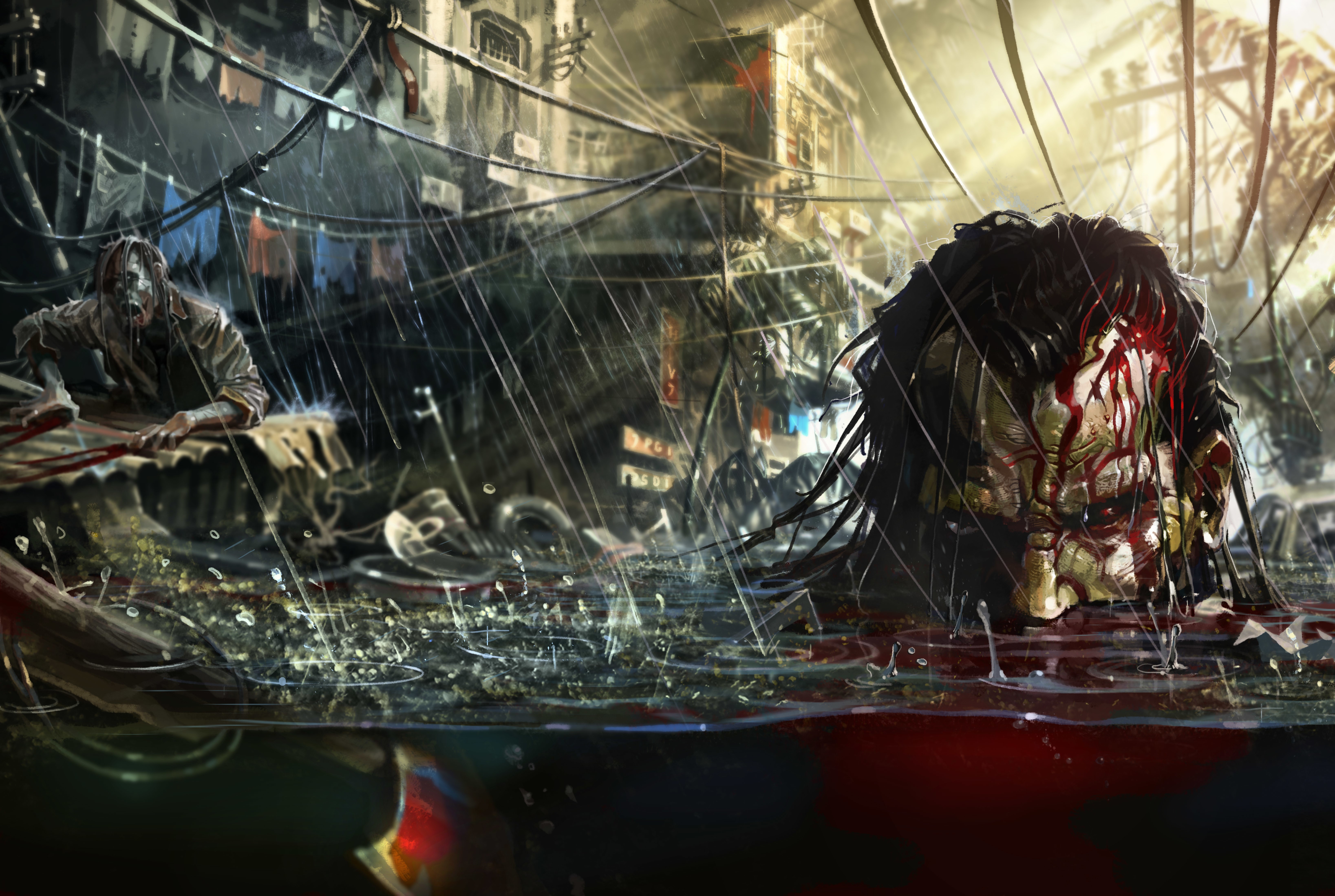 Dead Island 4K Rain Drops Water Head HD Wallpaper