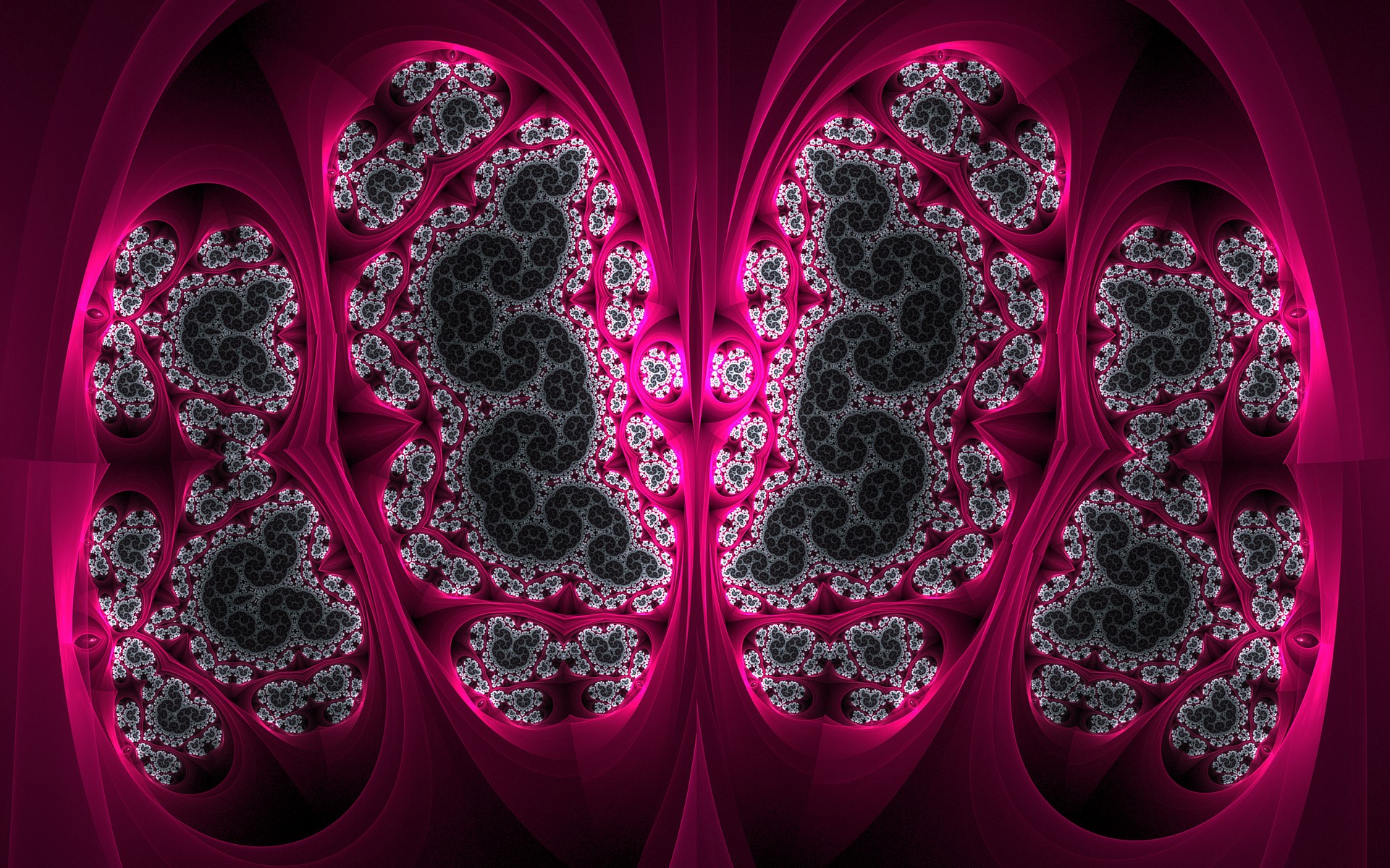 Pink and black fractal abstract art HD Wallpaper