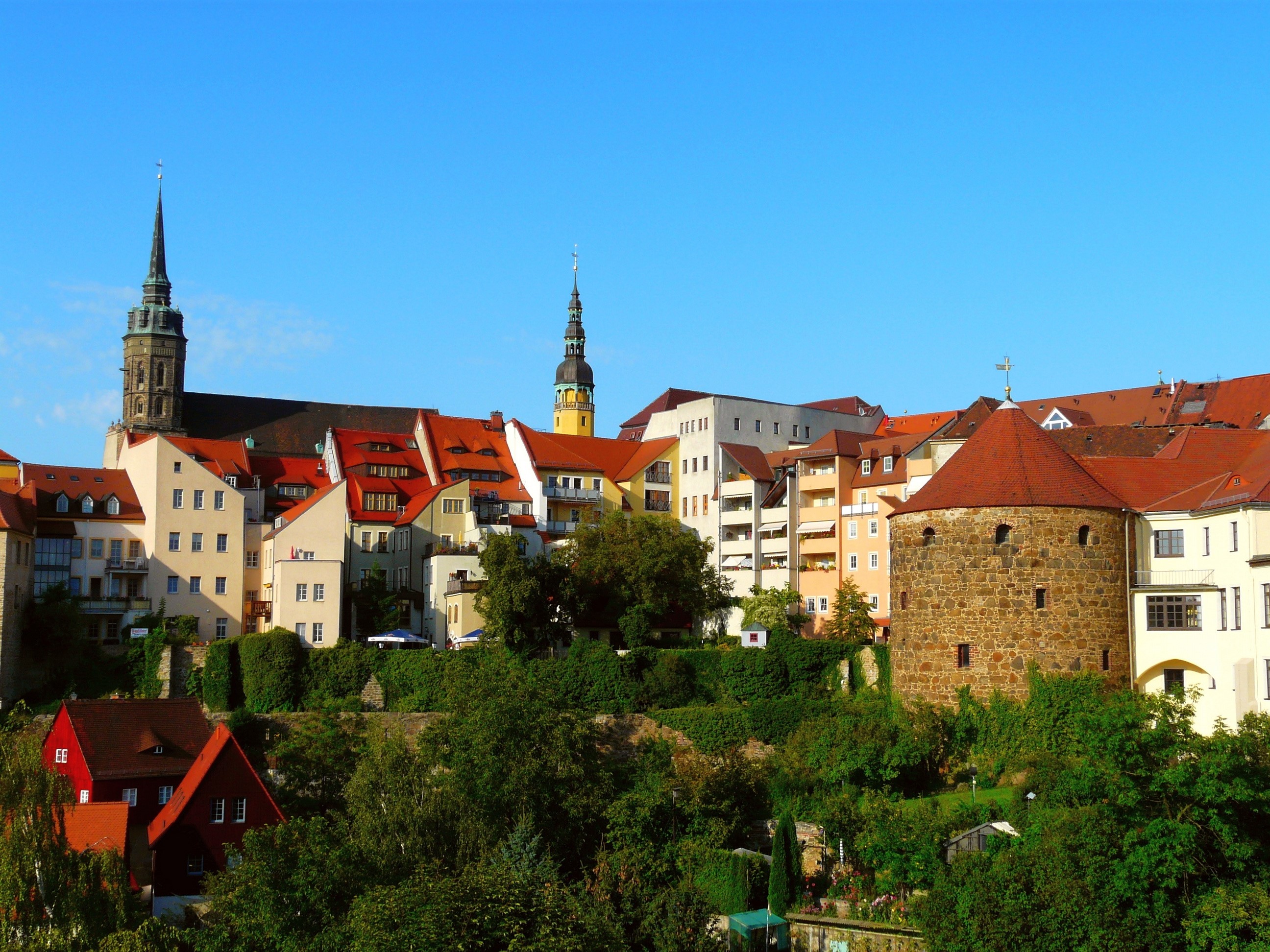 Bautzen, Germany cityscape with historic buildings and towers HD Wallpaper