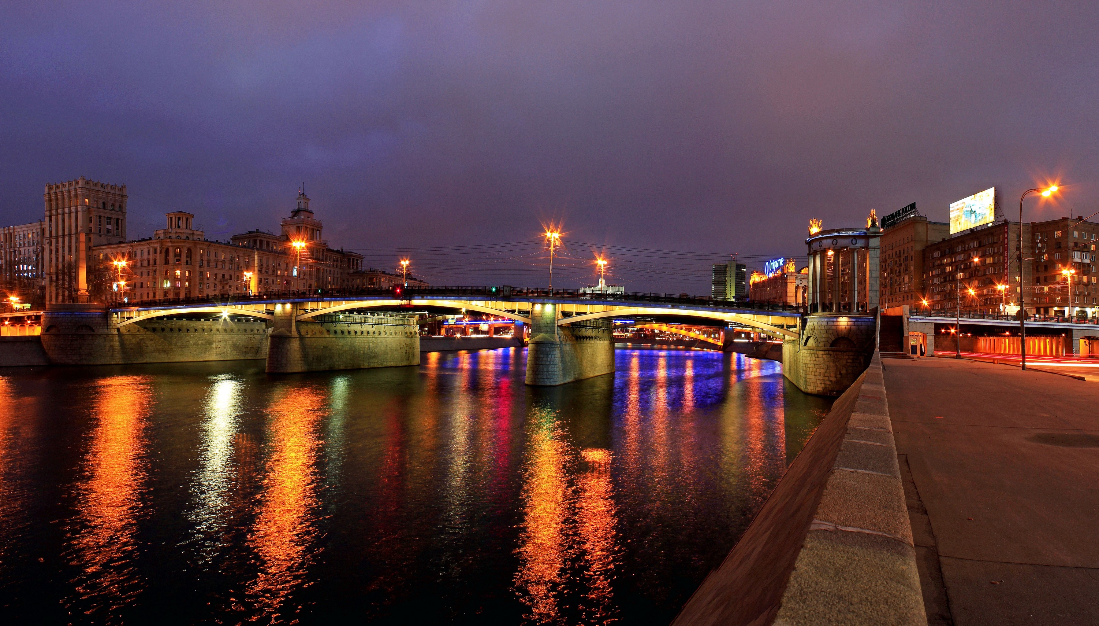 Moscow Bridges at Night HD Wallpaper