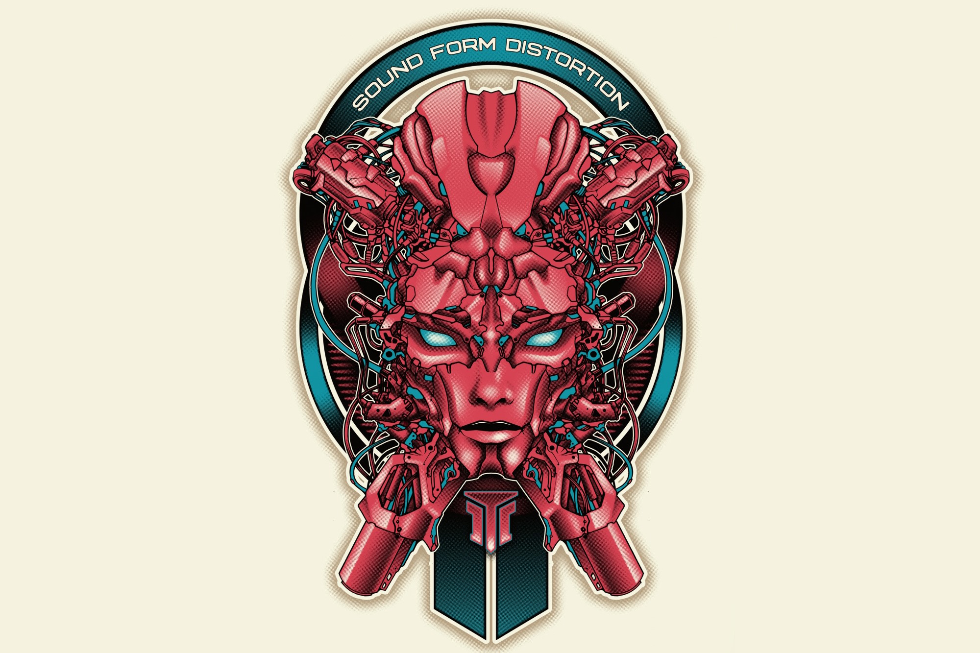 Sound Form Distortion abstract robotic face HD Wallpaper
