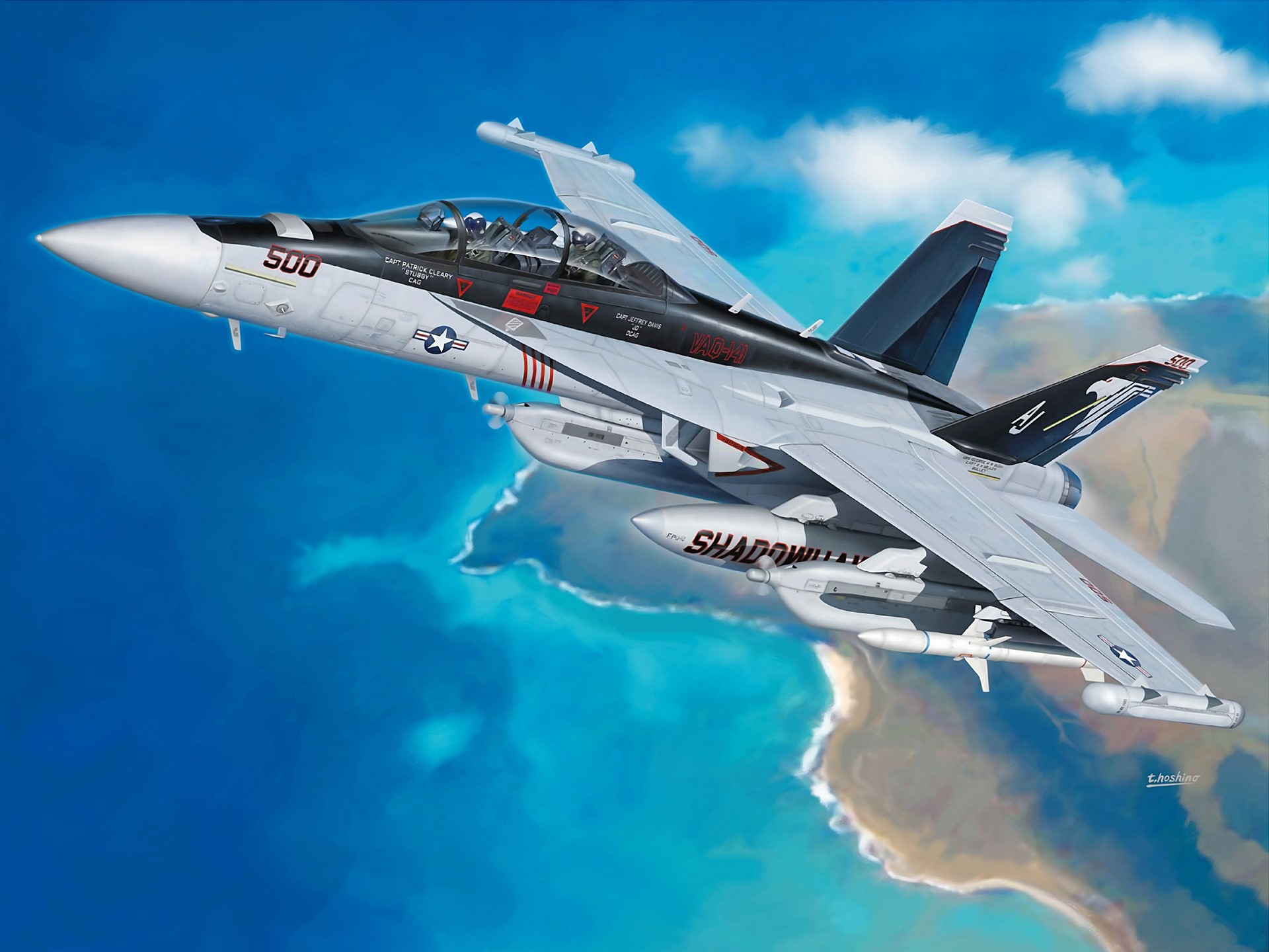 EA-18 Growler "Shadowhawks" Fighter Jet in Flight HD Wallpaper
