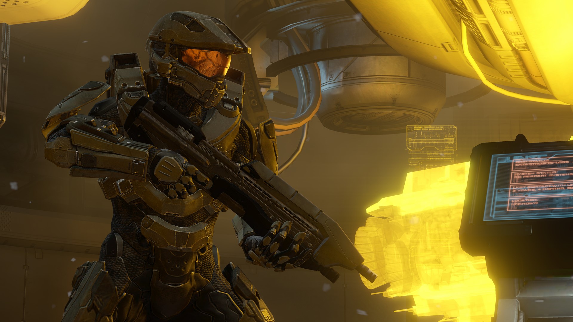 Master Chief from Halo holding an assault rifle HD Wallpaper
