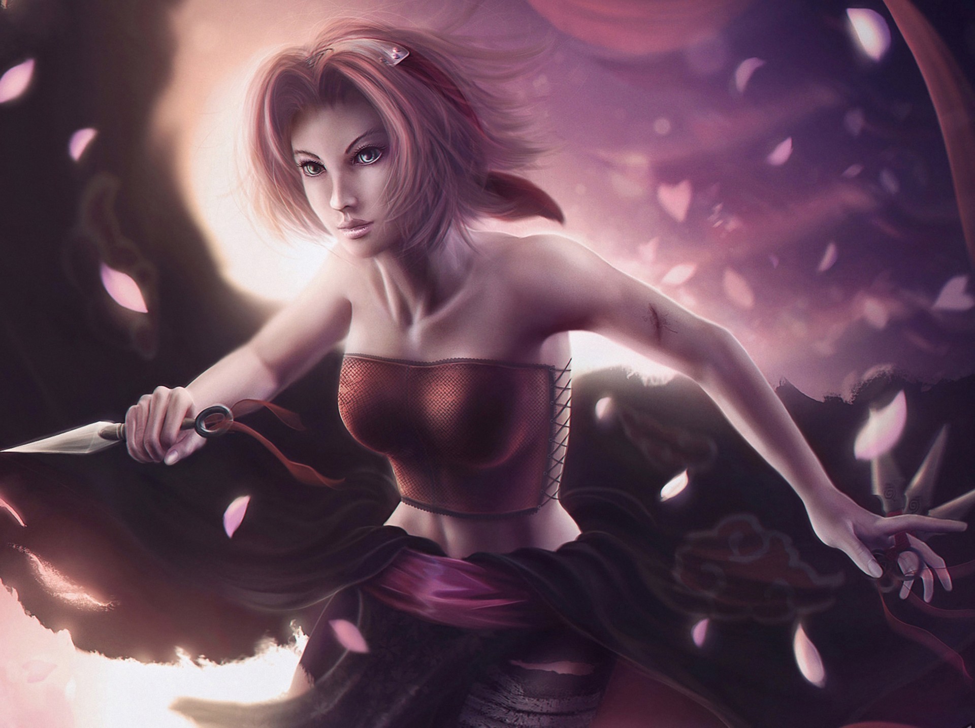 Sakura Haruno from Naruto holding a kunai HD Wallpaper
