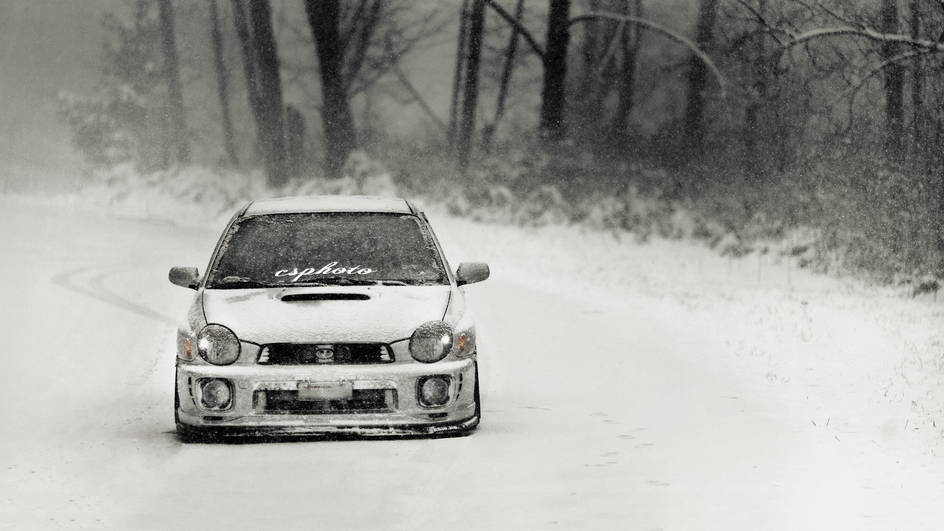 White Subaru Impreza WRX in Snow HD Wallpaper