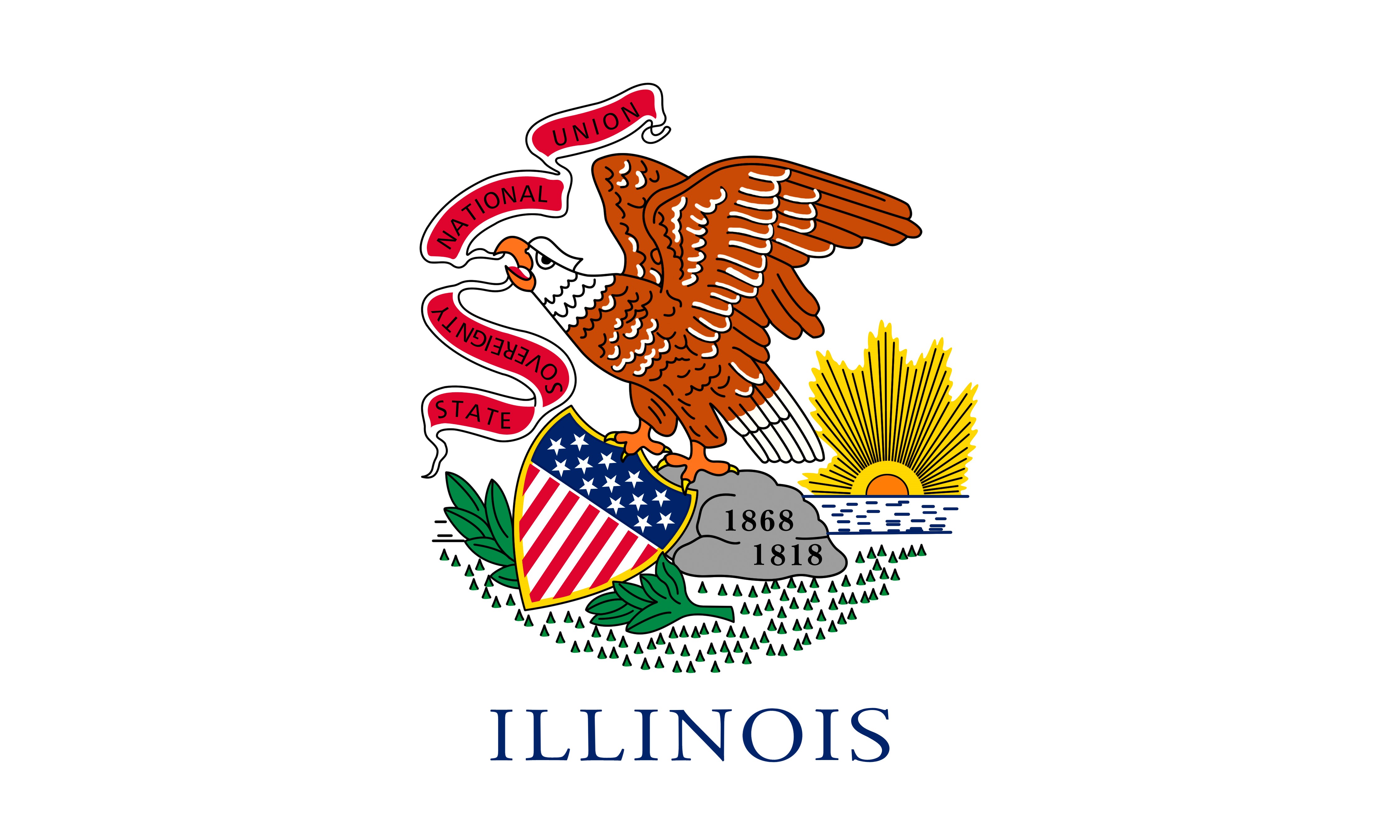 Illinois State Flag with Eagle and Sun HD Wallpaper