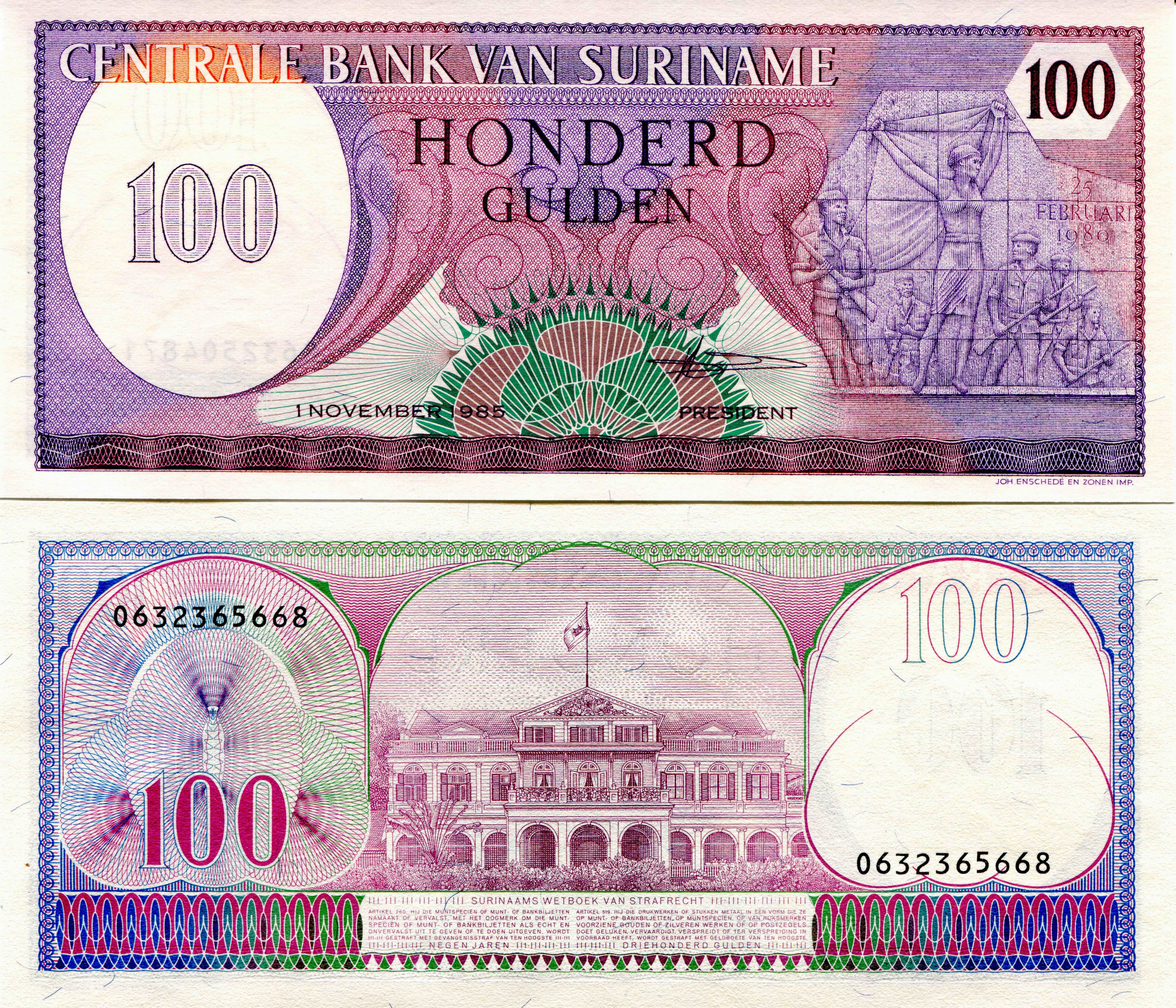 100 Guilders Suriname Banknote HD Wallpaper
