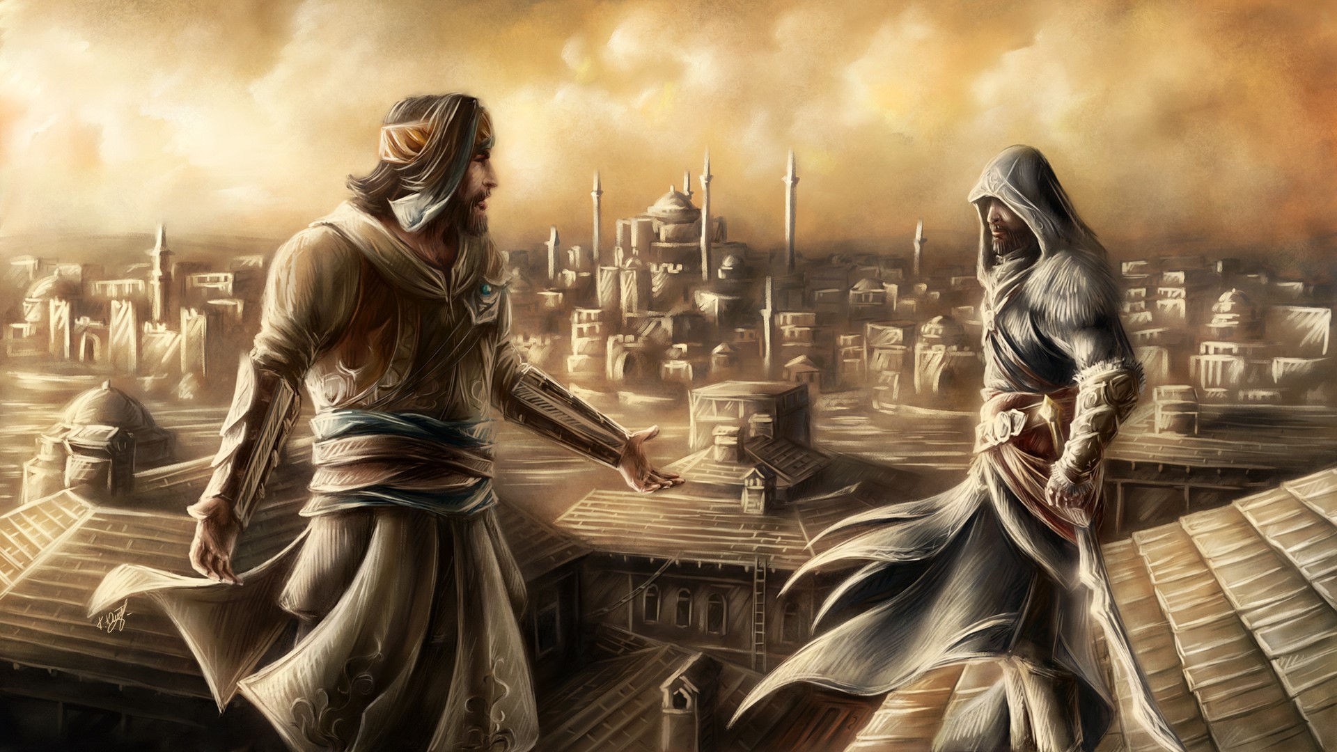 Ezio Auditore da Firenze and Yusuf Tazim from Assassin's Creed Revelations HD Wallpaper