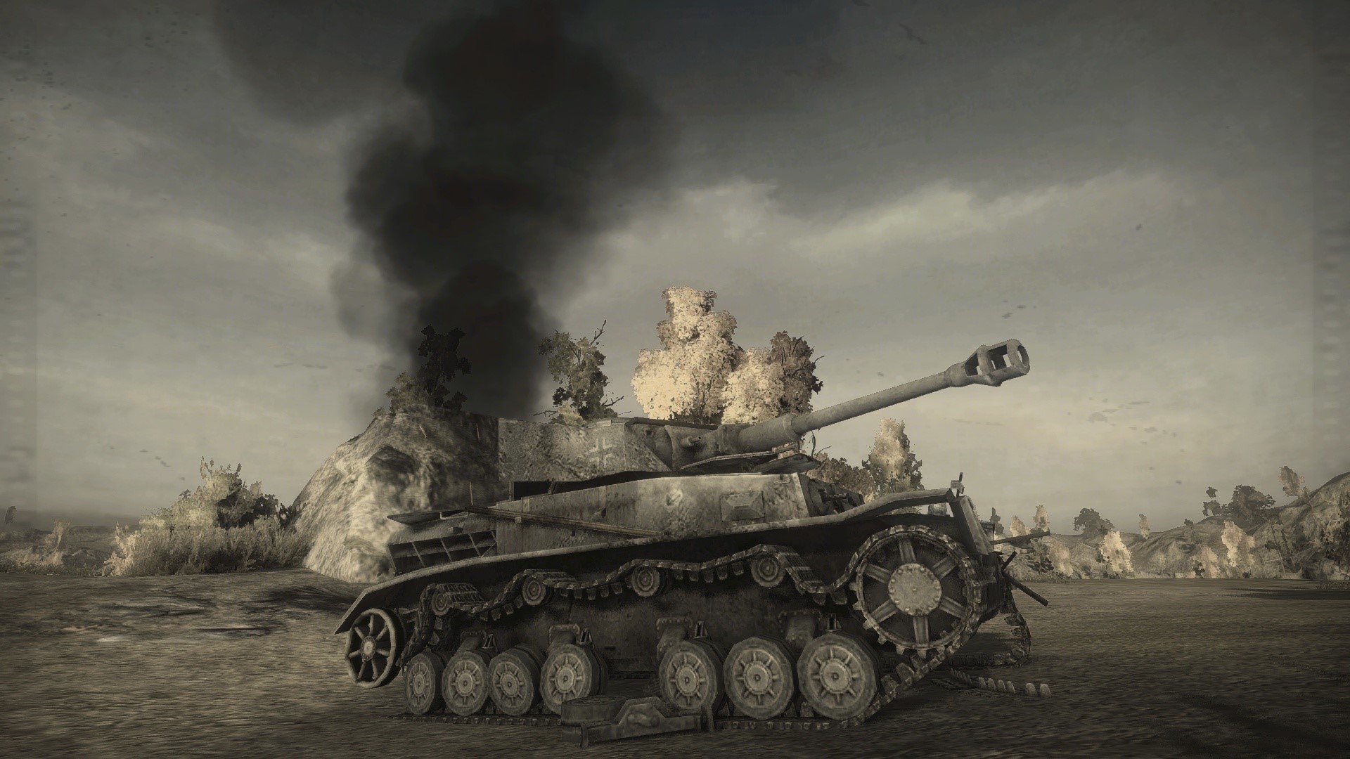World of Tanks destroyed tank with smoke and fire HD Wallpaper