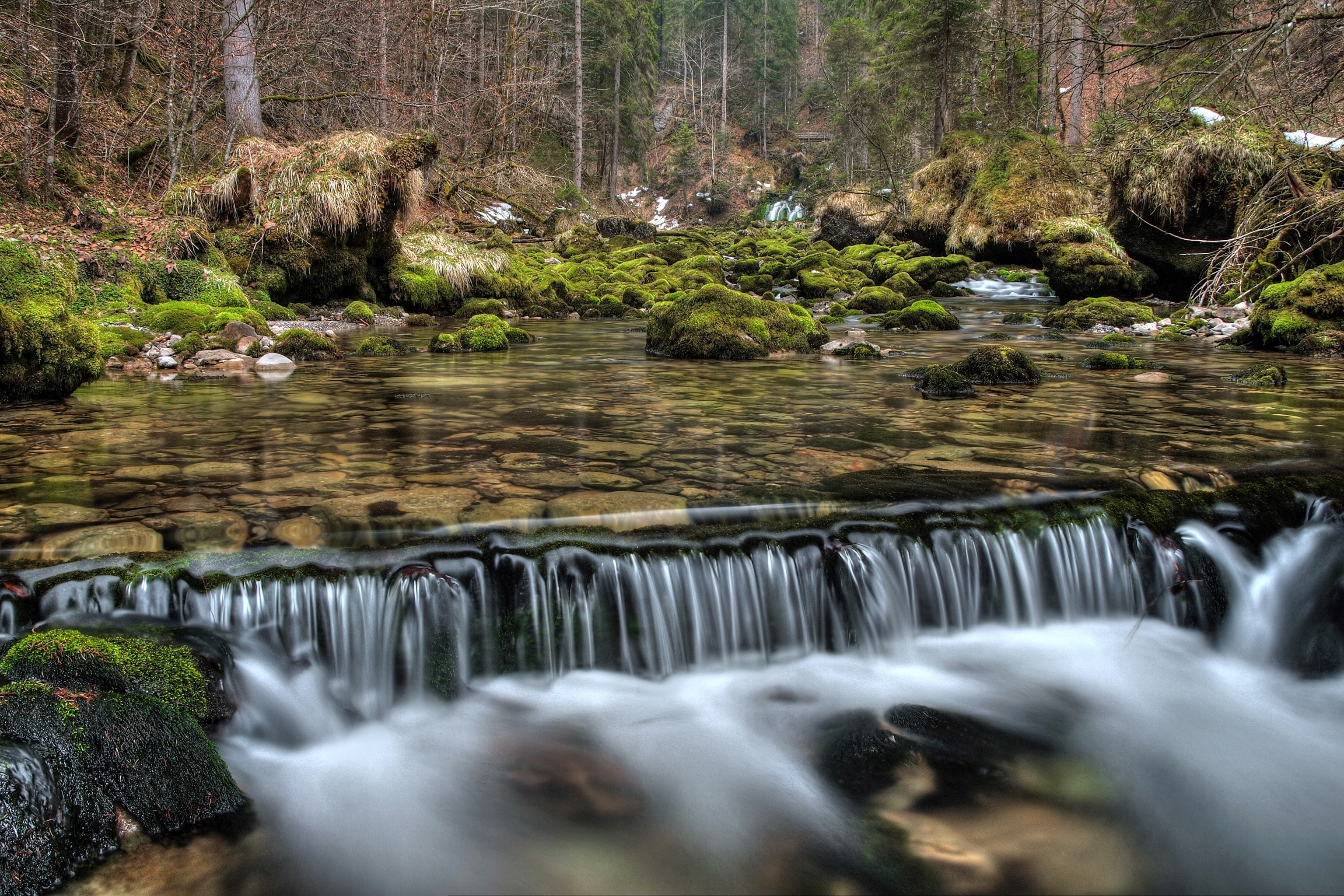 Schwarzbach river waterfall in Austria HD Wallpaper