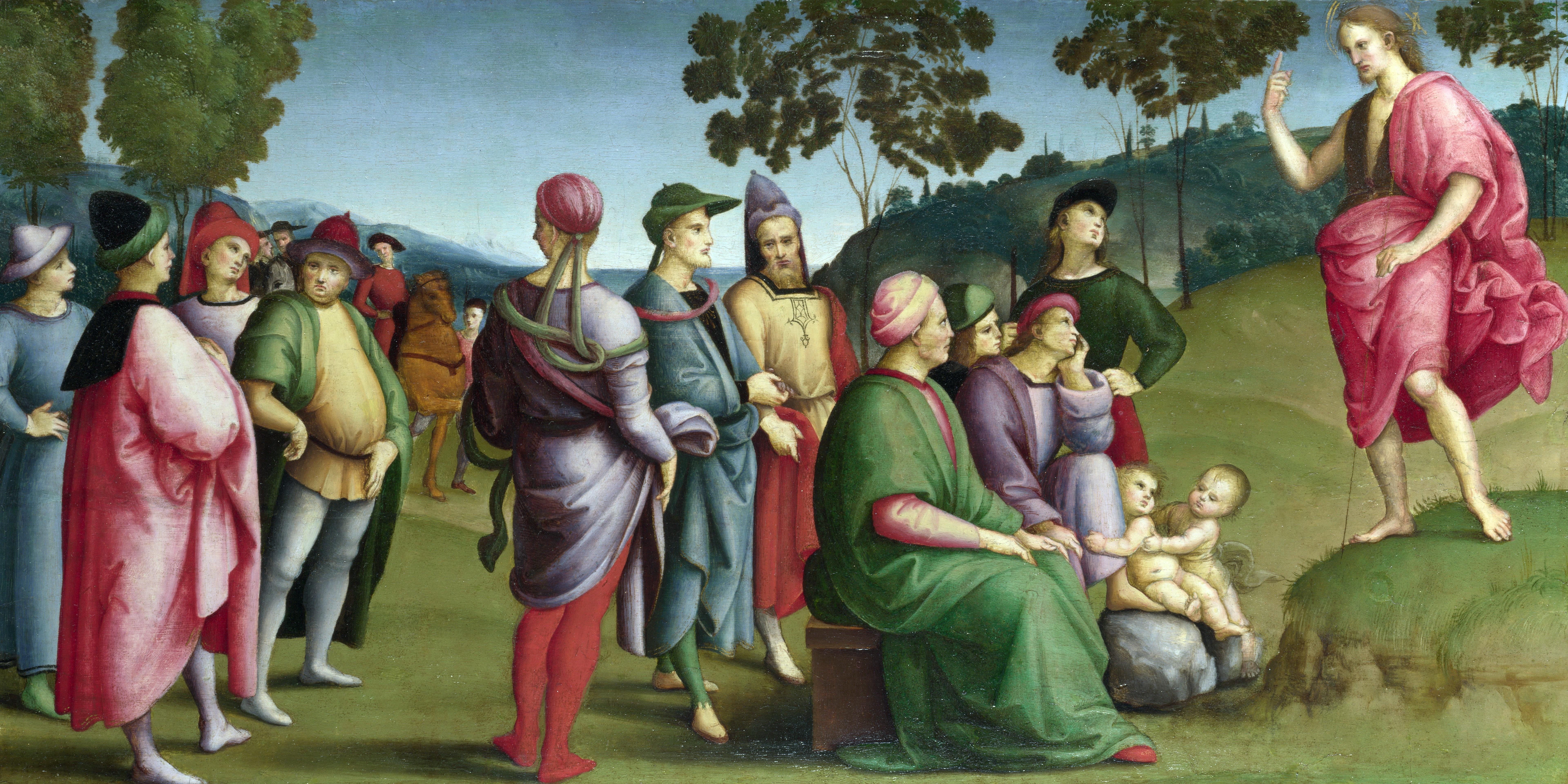 Sermon of St. John the Baptist by Raphael Santi HD Wallpaper