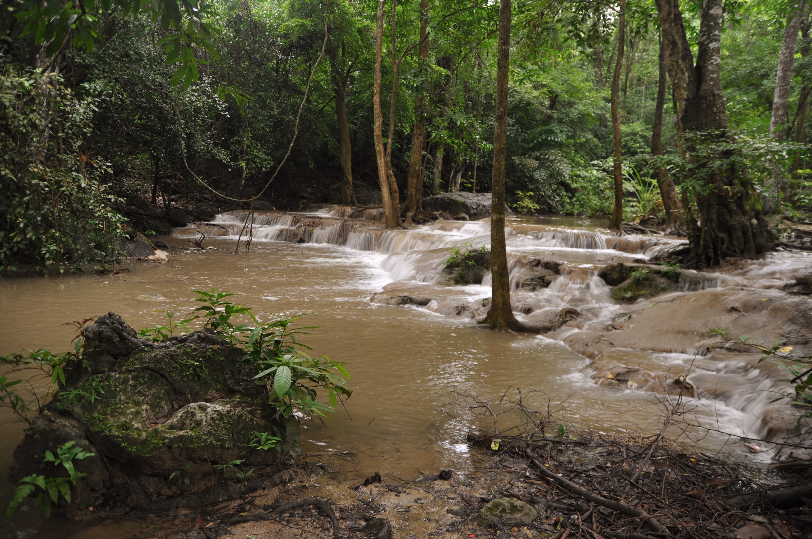 Erawan Waterfalls in Thailand Tropics HD Wallpaper