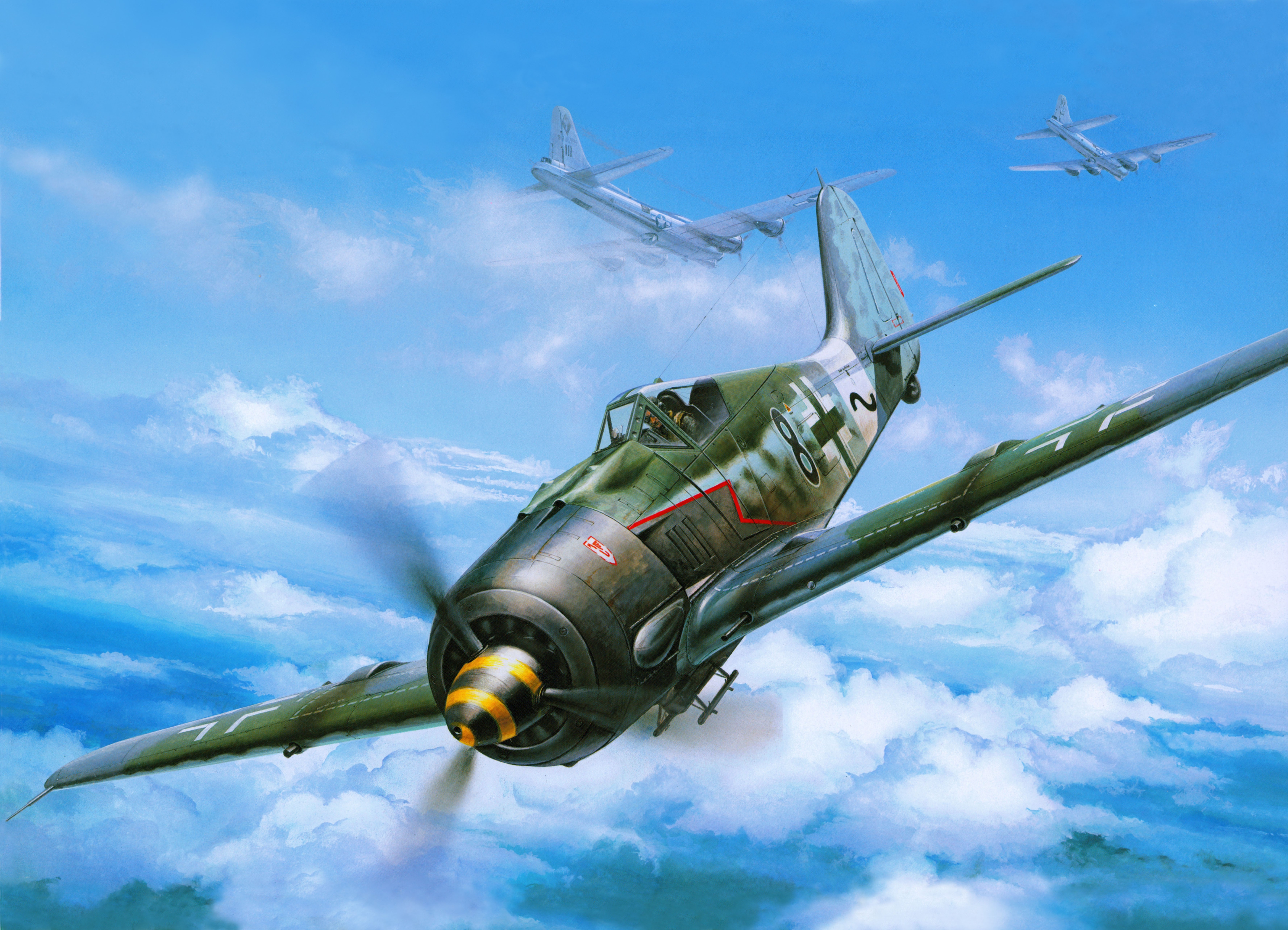 Focke-Wulf Fw 190 fighter plane in flight HD Wallpaper