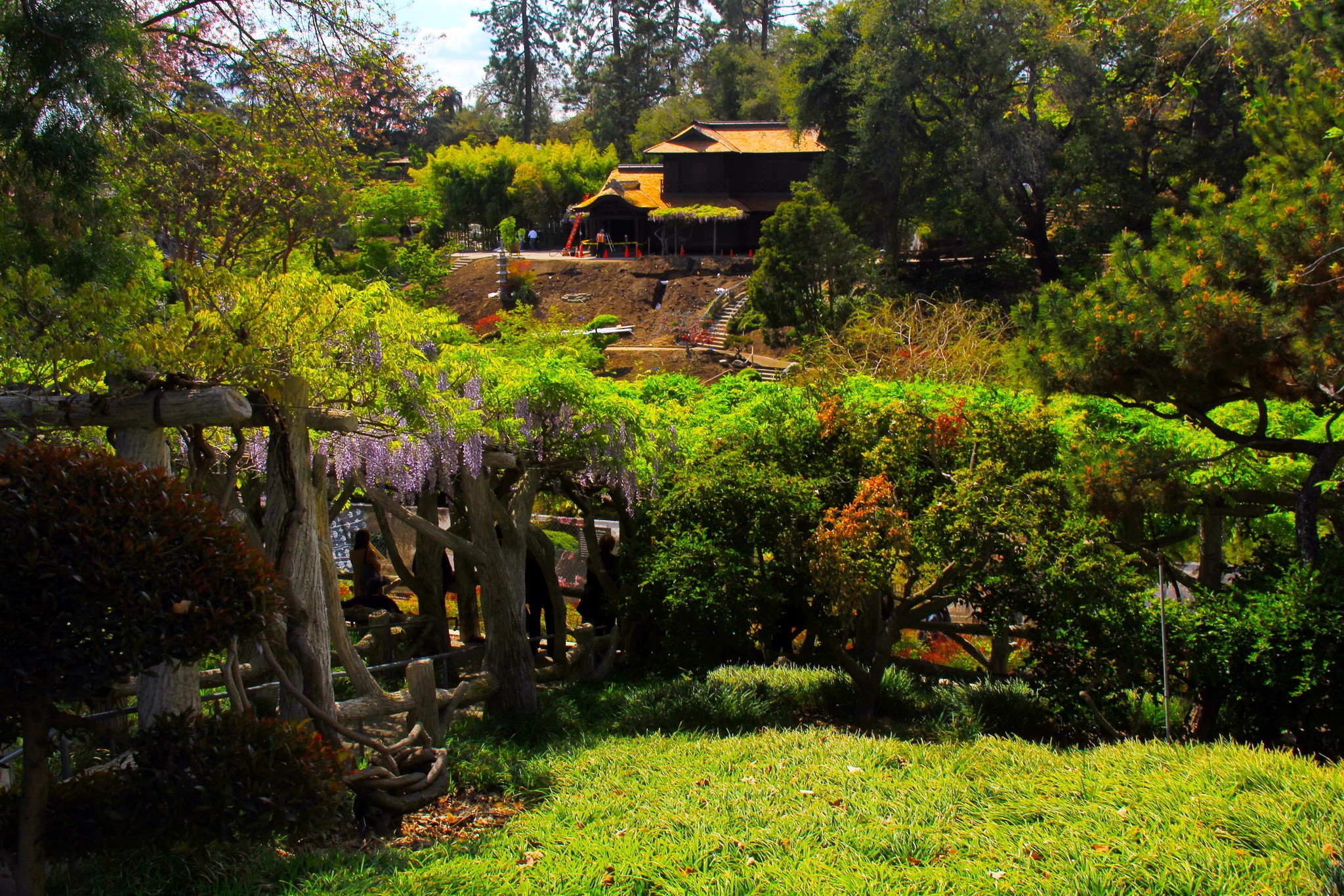 Japanese Garden with Traditional House in San Marino, California HD Wallpaper