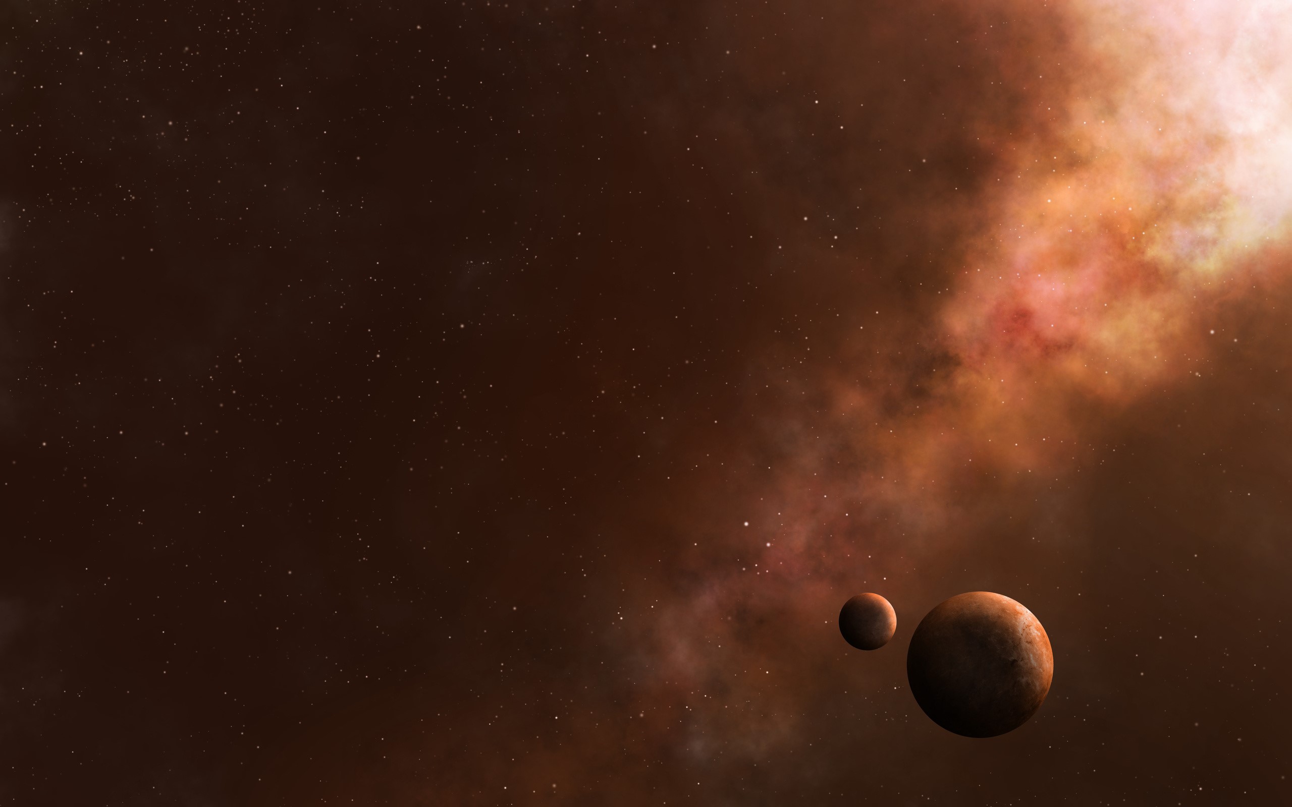 Two planets in a starfield with nebula HD Wallpaper