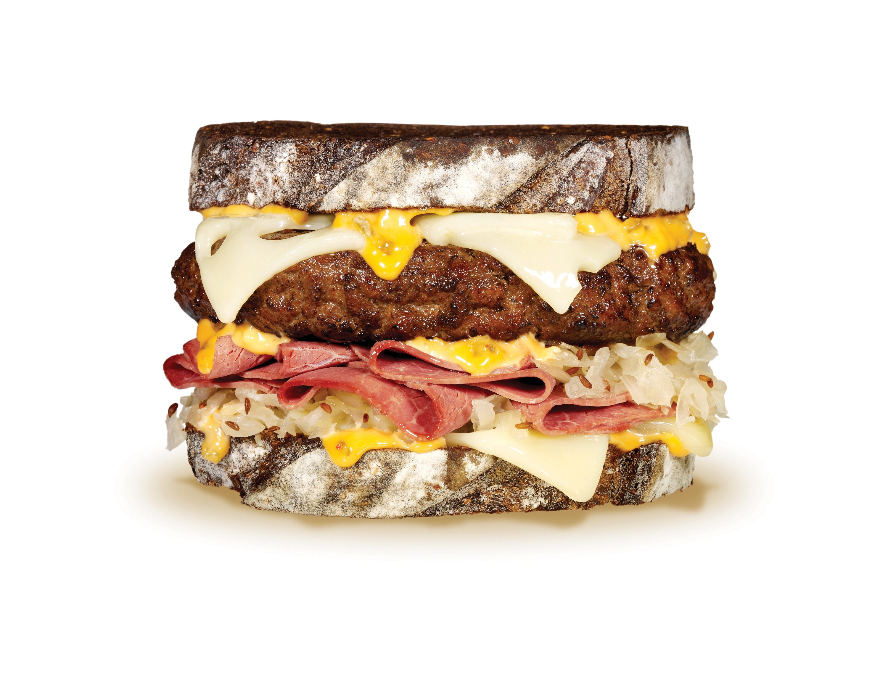 Reuben Burger with Pastrami and Sauerkraut HD Wallpaper