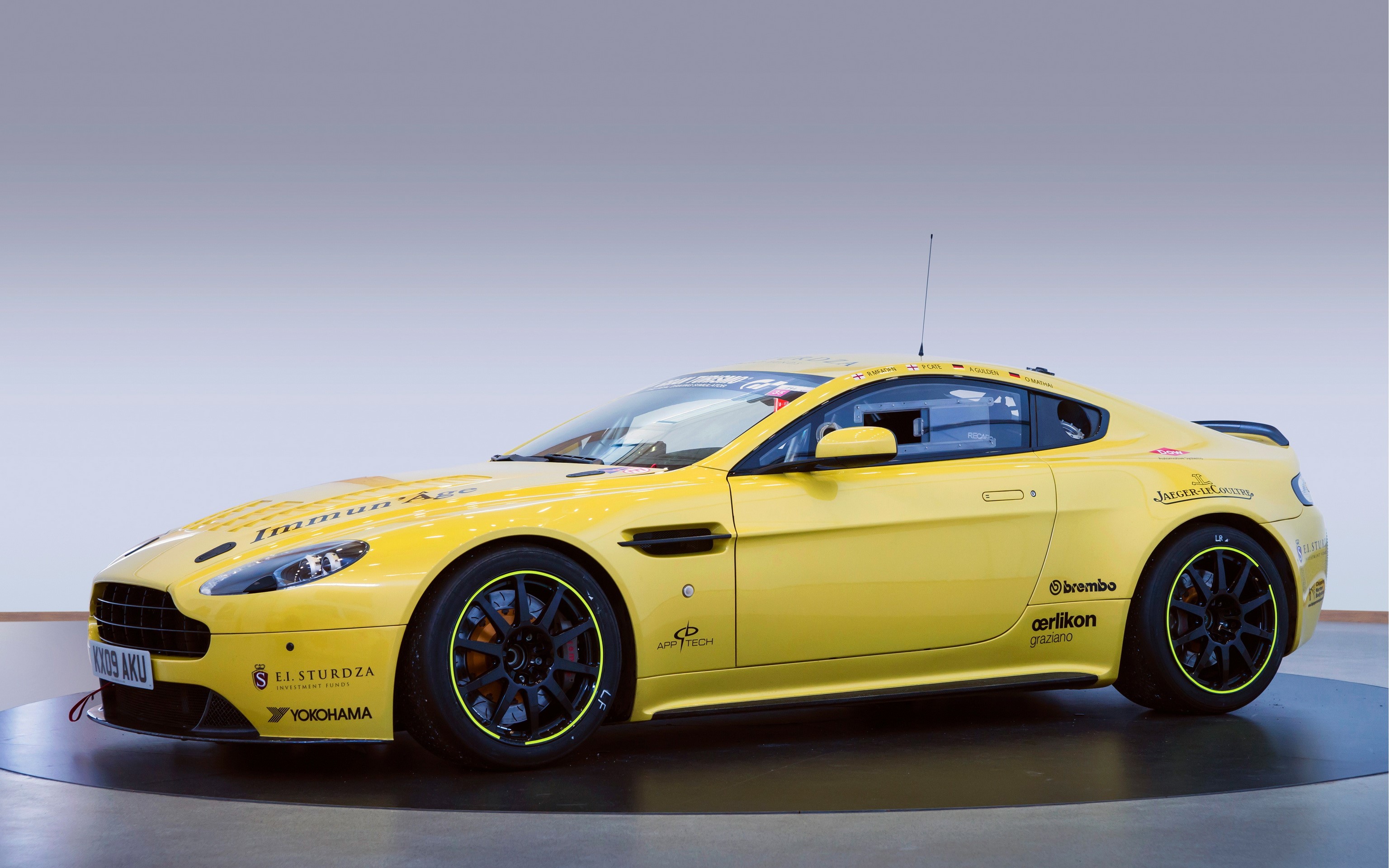 Yellow Aston Martin V12 Vantage N24 Race Car HD Wallpaper
