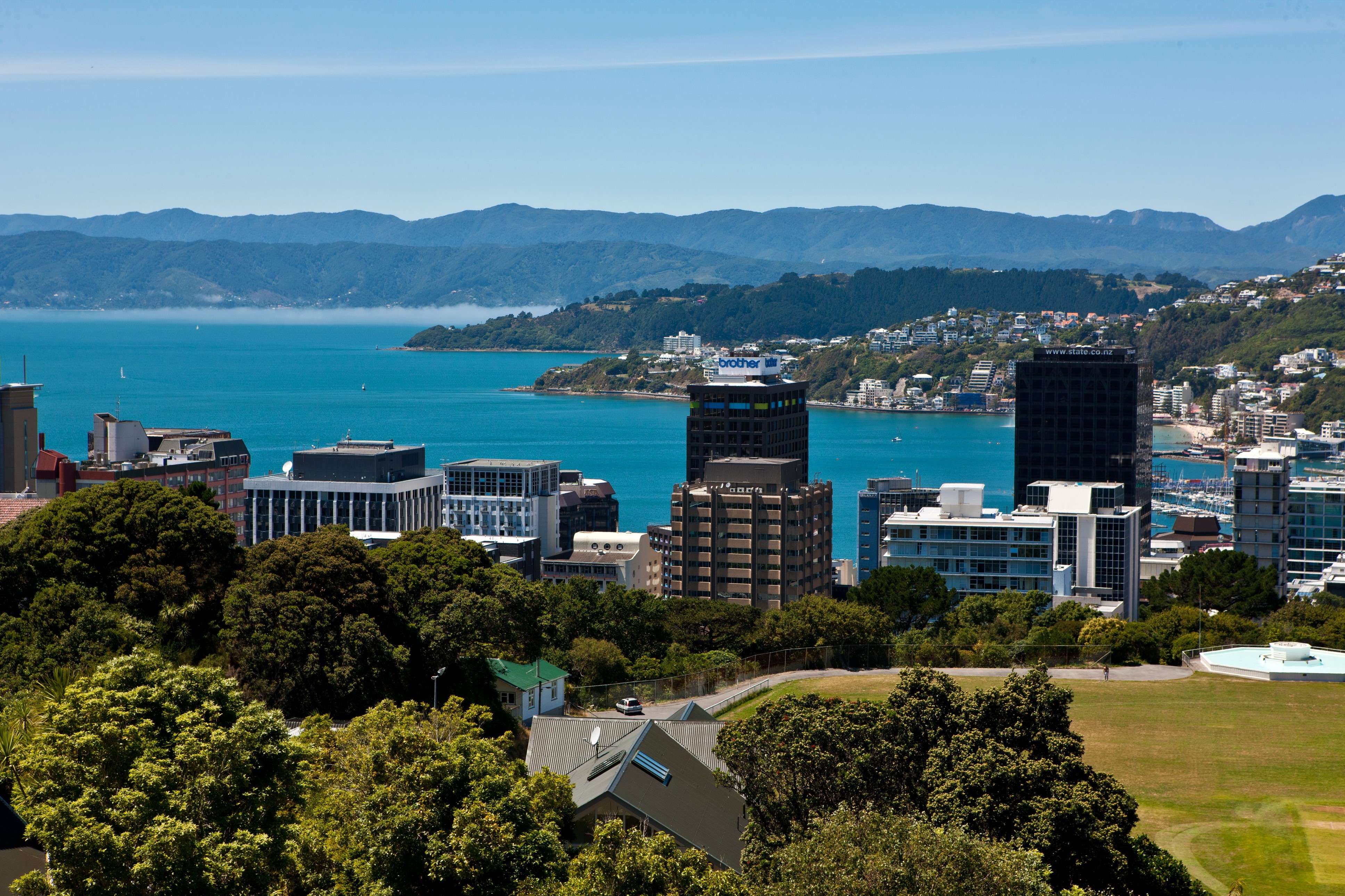 Wellington, New Zealand cityscape and harbor HD Wallpaper