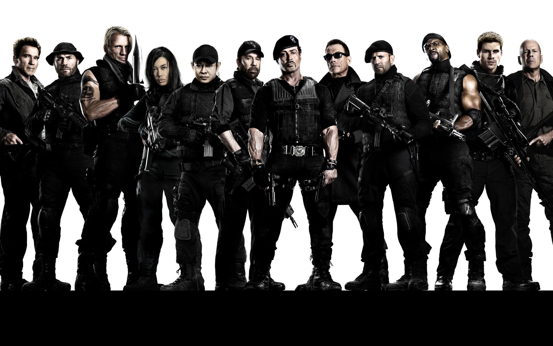 The Expendables 2 Cast Posing with Weapons HD Wallpaper