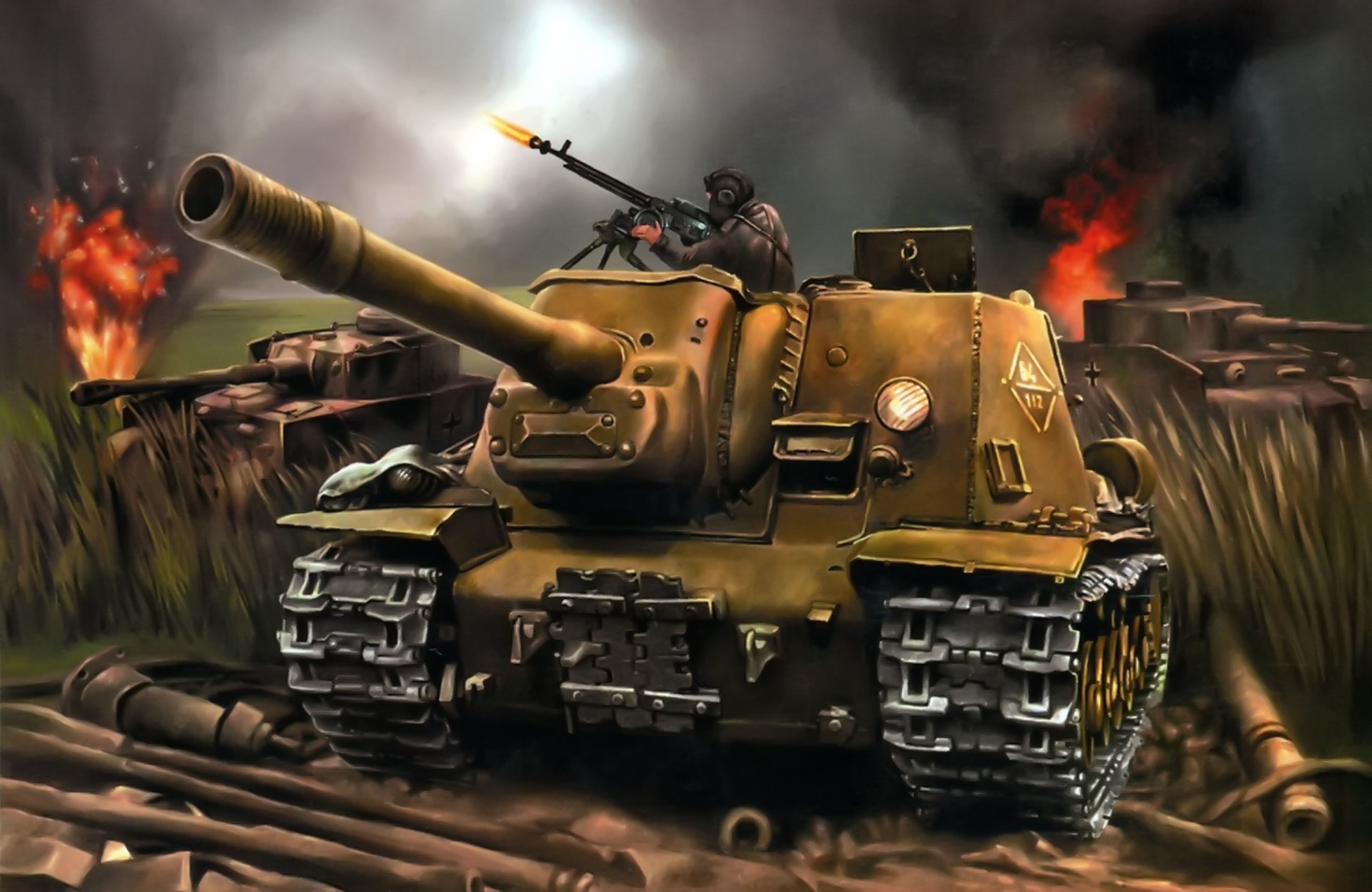 Painting Art of ISU-152 SPG HD Wallpaper