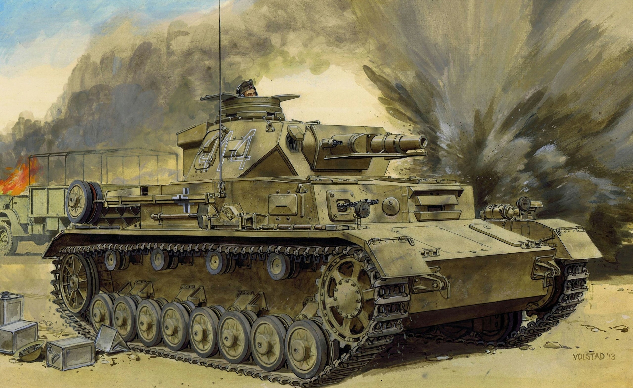 German Pz.Kpfw IV tank in combat HD Wallpaper