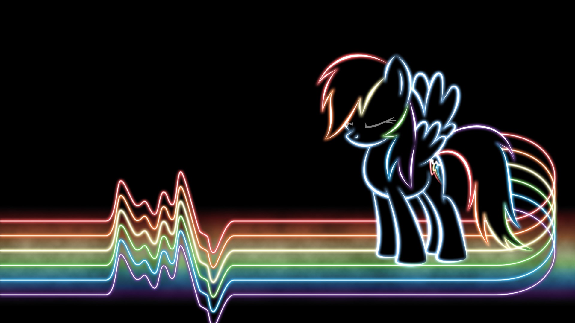 Rainbow Dash from My Little Pony with Neon Sound Waves HD Wallpaper