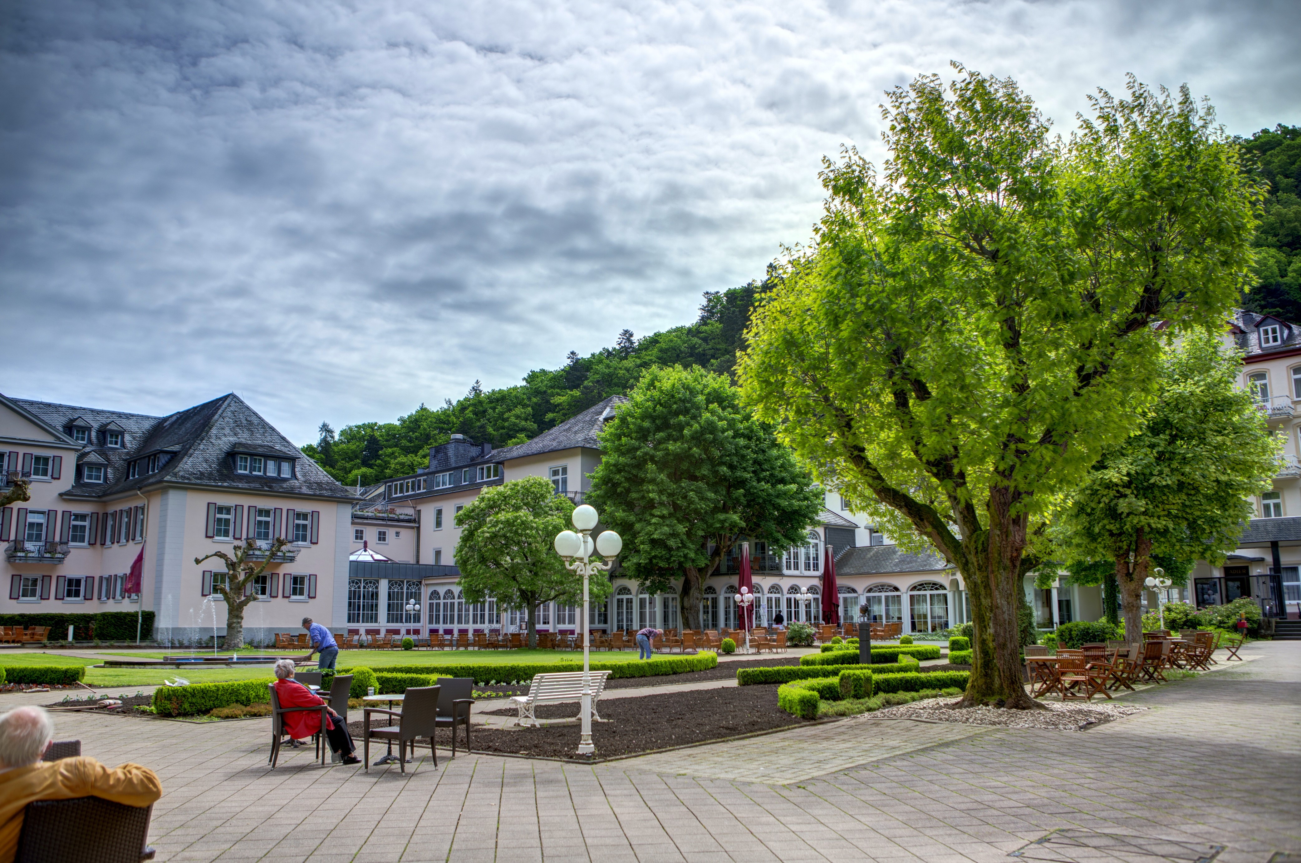 4K Bad Bertrich Germany Street Trees Pavement HD Wallpaper