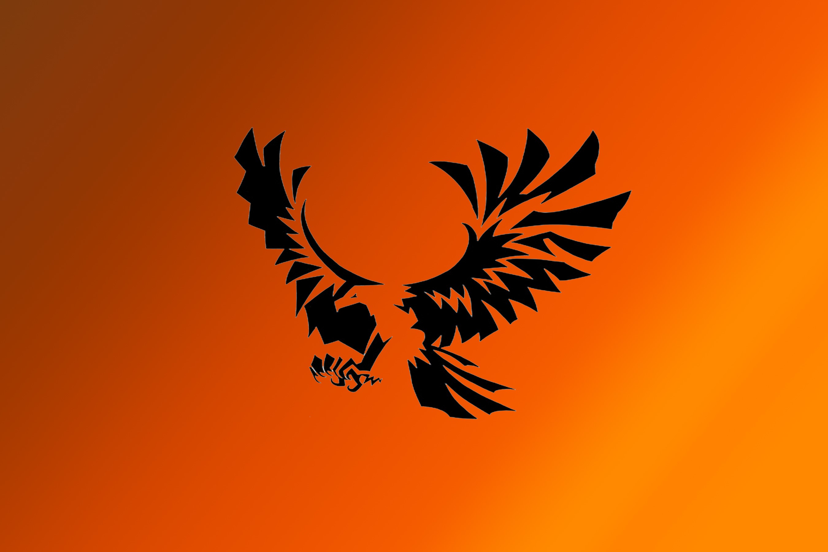 Black eagle tribal graphic on orange background HD Wallpaper