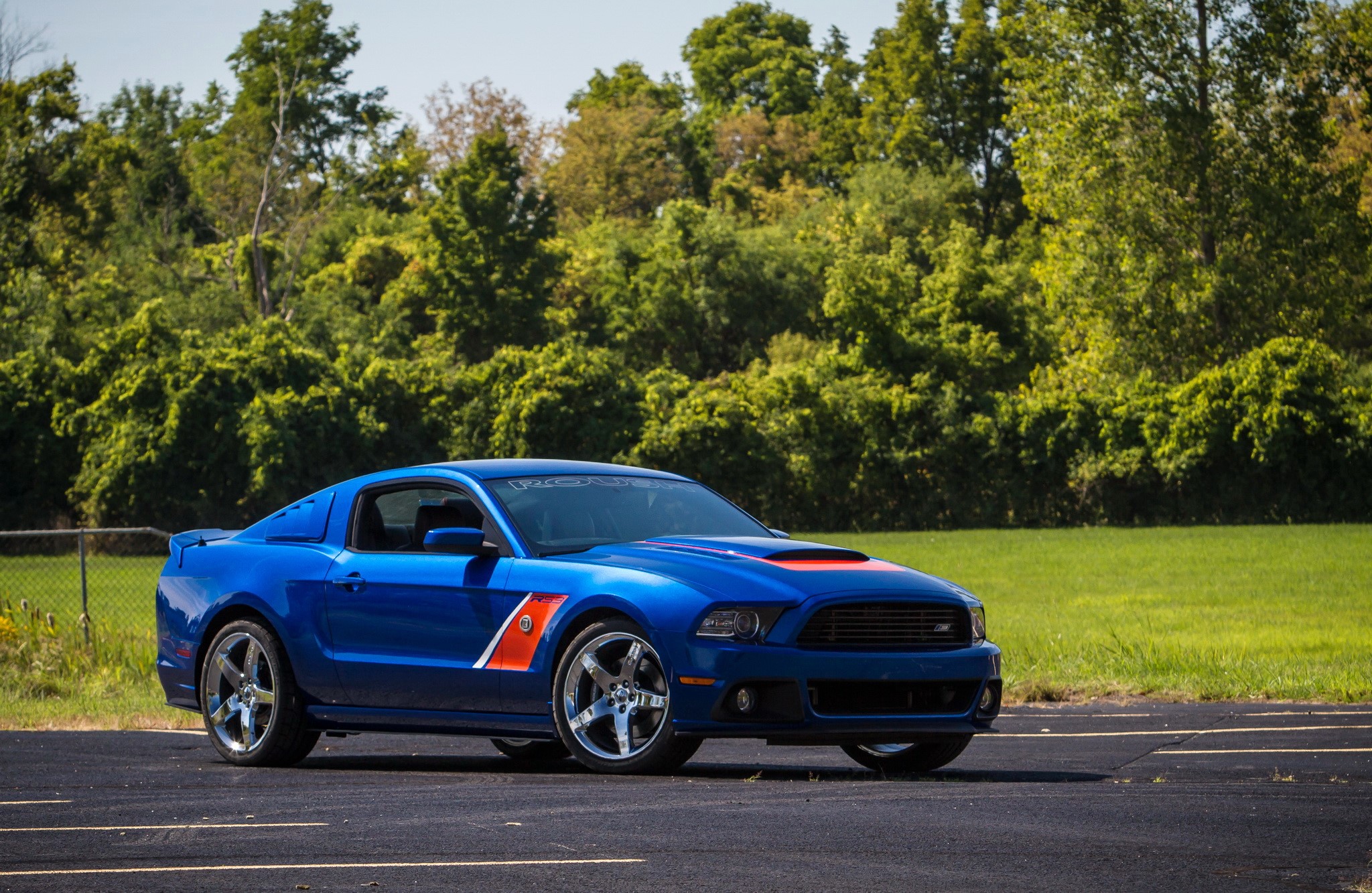 Blue 2013 Ford Mustang RS3 parked outdoors HD Wallpaper