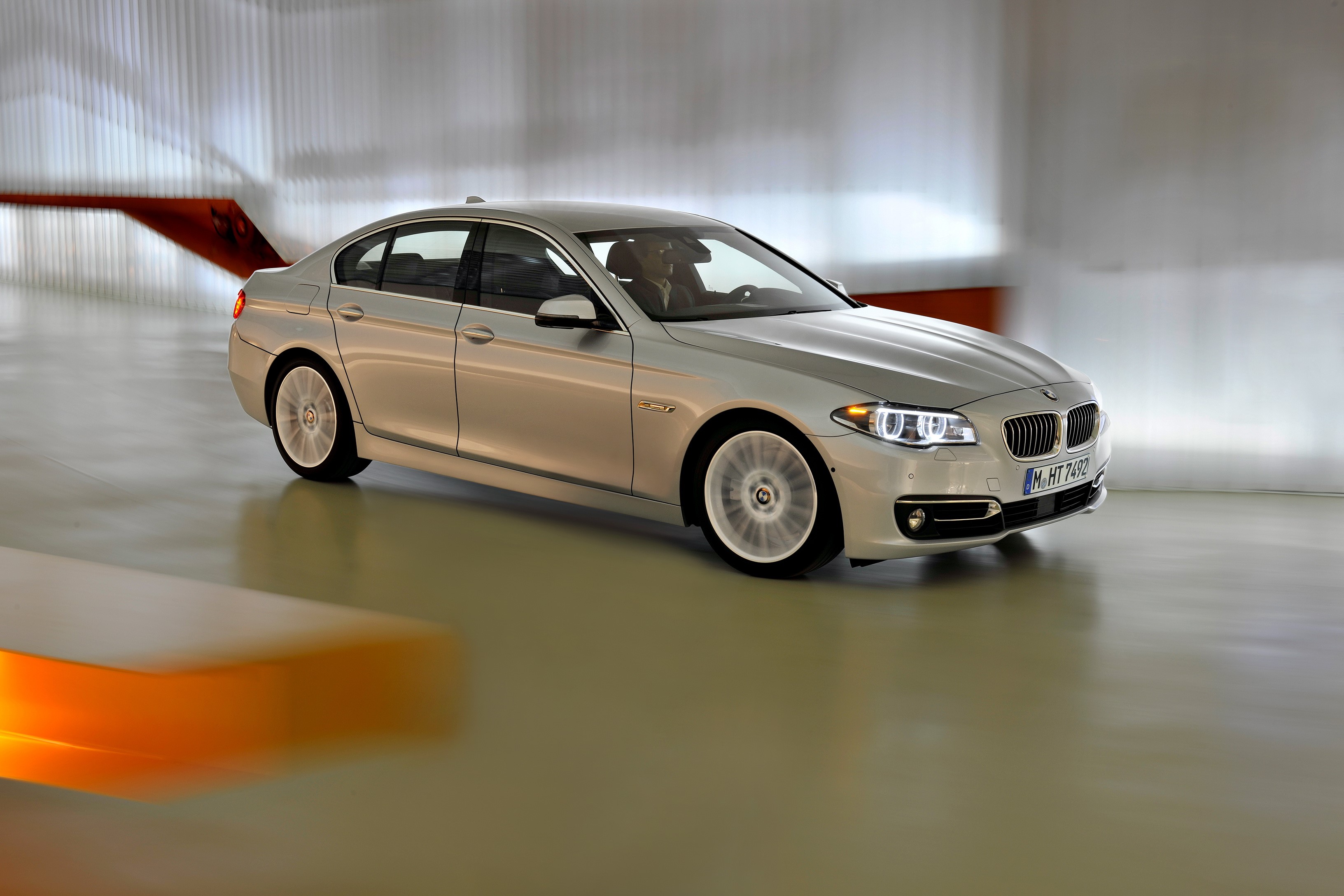 Silver BMW 5 Series F10 Sedan HD Wallpaper