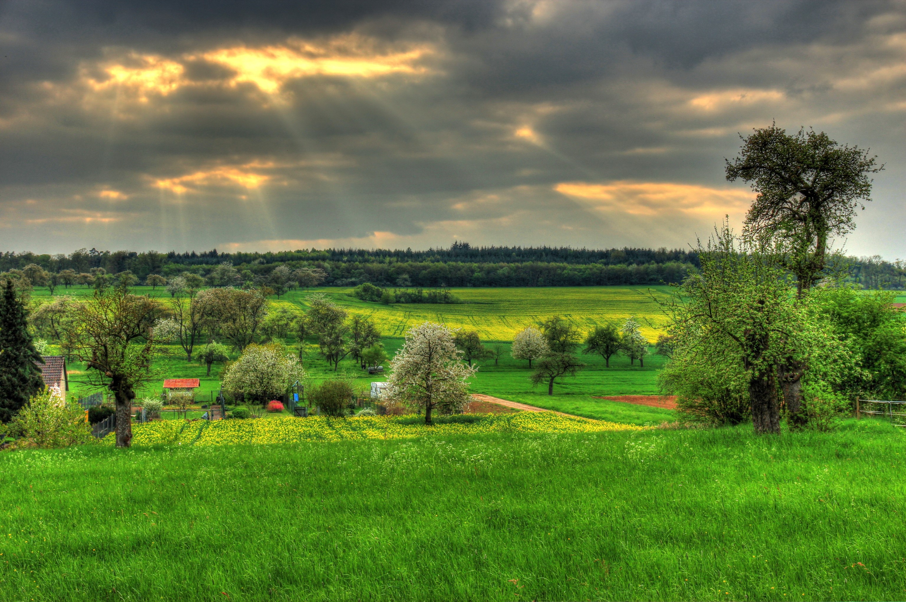 Hessen Hungen Germany HDR Landscape HD Wallpaper
