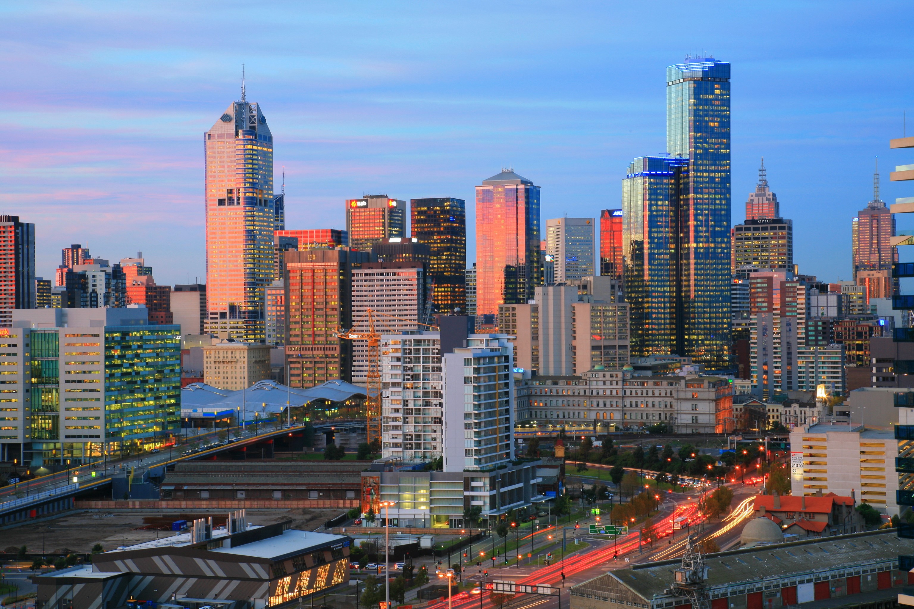 Melbourne Skyline at Dusk HD Wallpaper