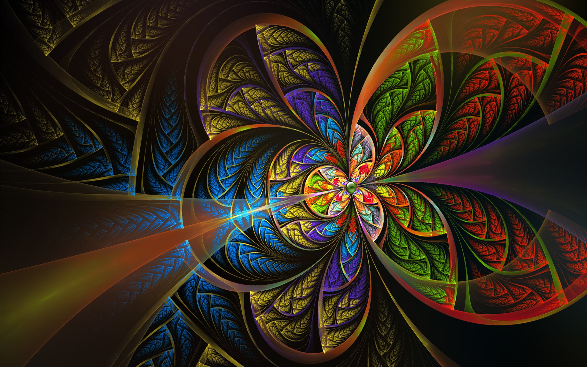 Fractal art with stained glass flower pattern HD Wallpaper