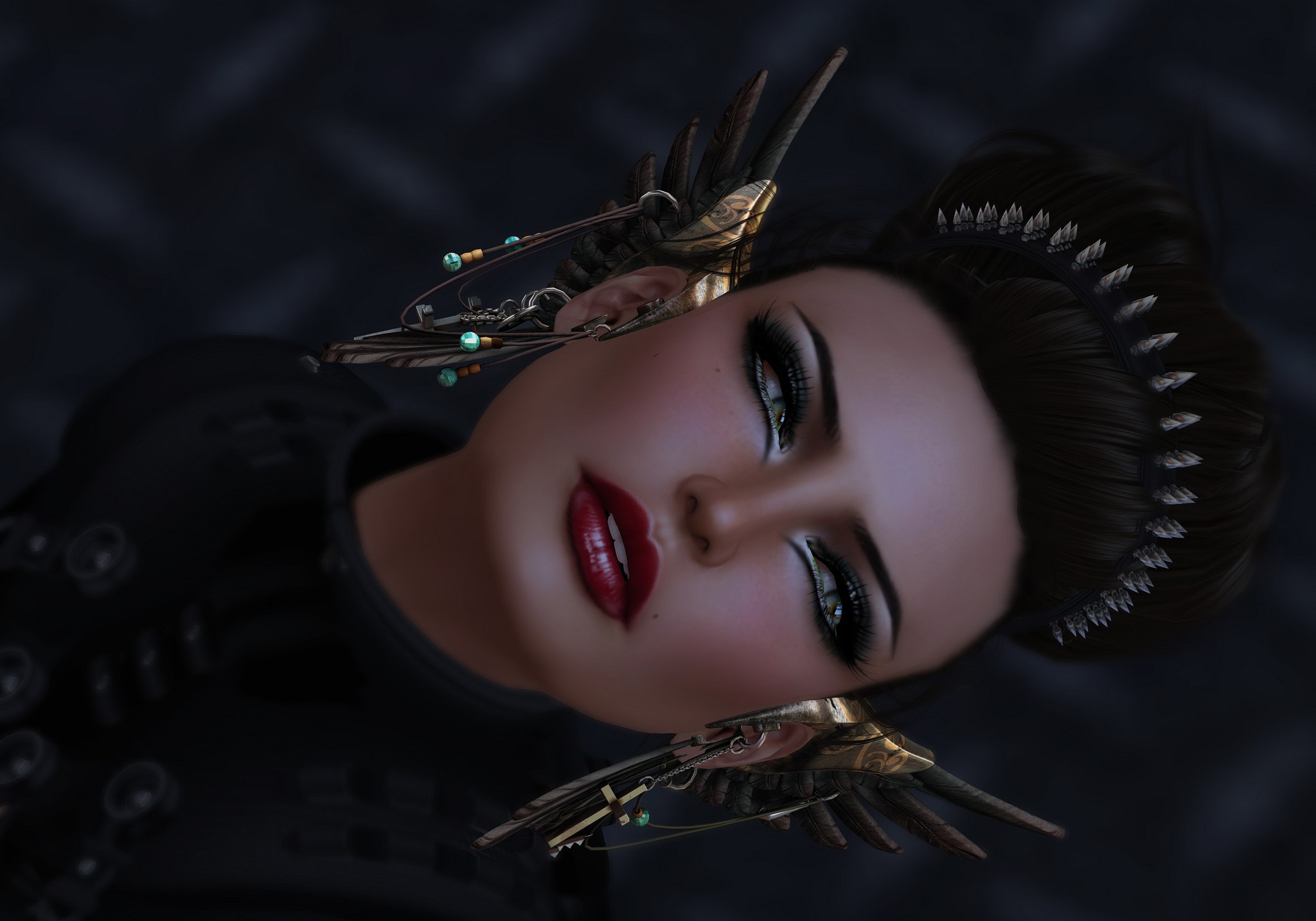 Woman with elaborate headwear and makeup HD Wallpaper