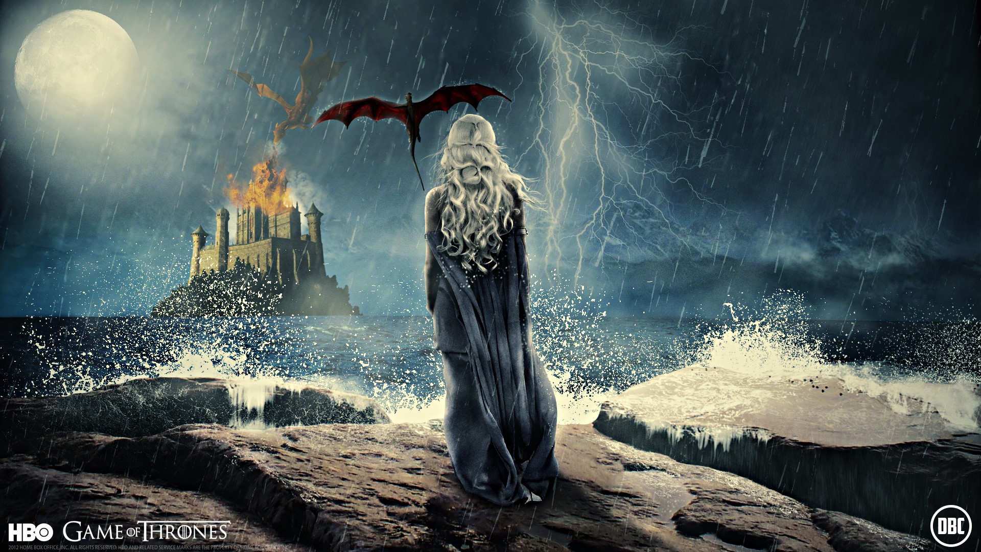 Daenerys Targaryen from Game of Thrones with Dragons HD Wallpaper