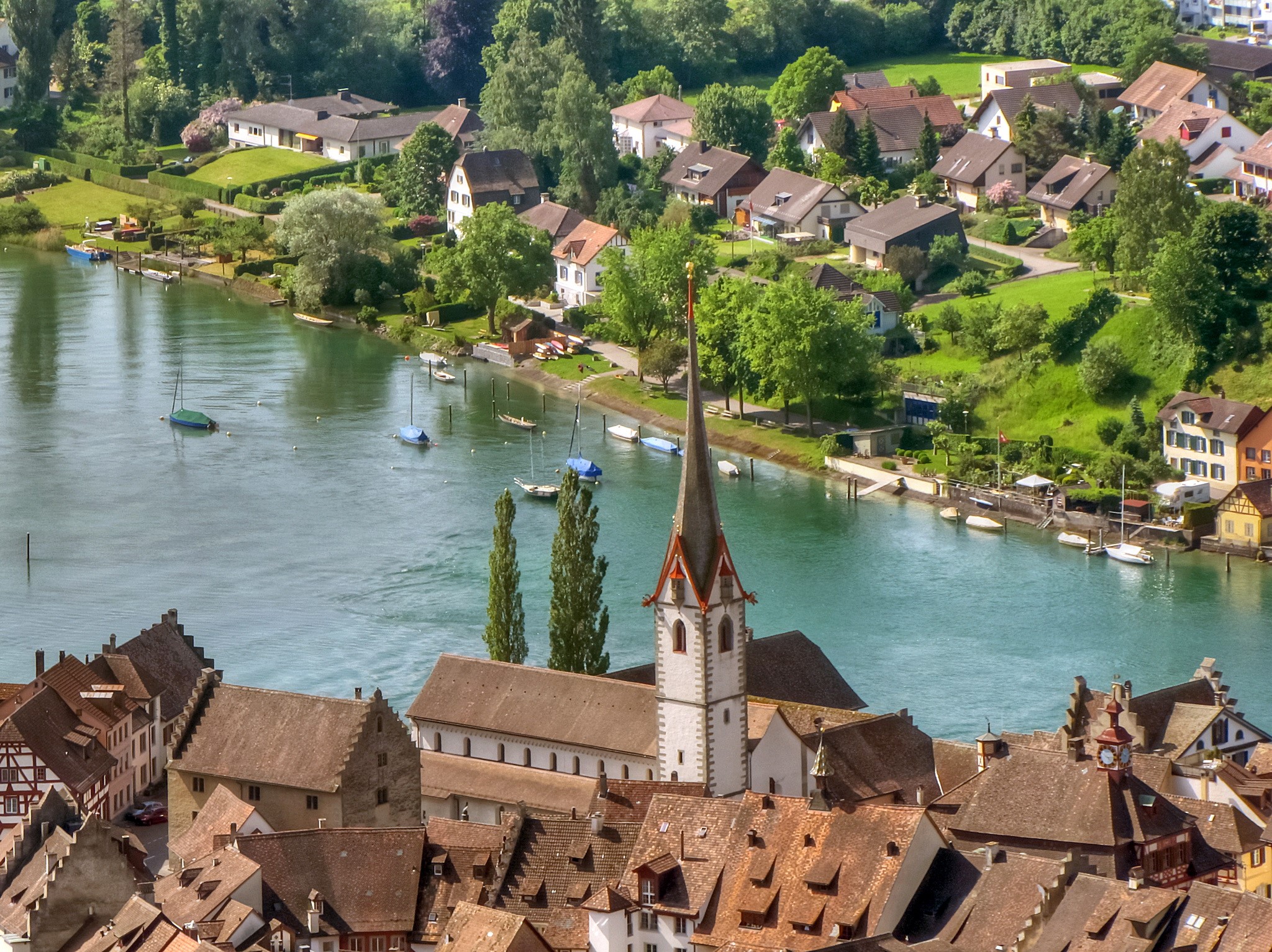 Stein am Rhein, Switzerland from above HD Wallpaper