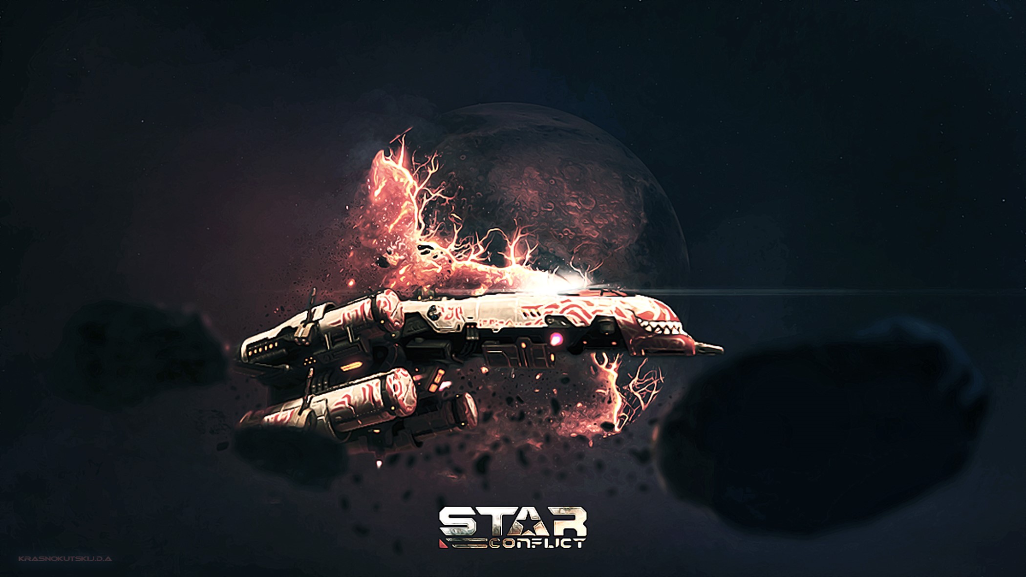 Star Conflict spaceship exploding in space HD Wallpaper