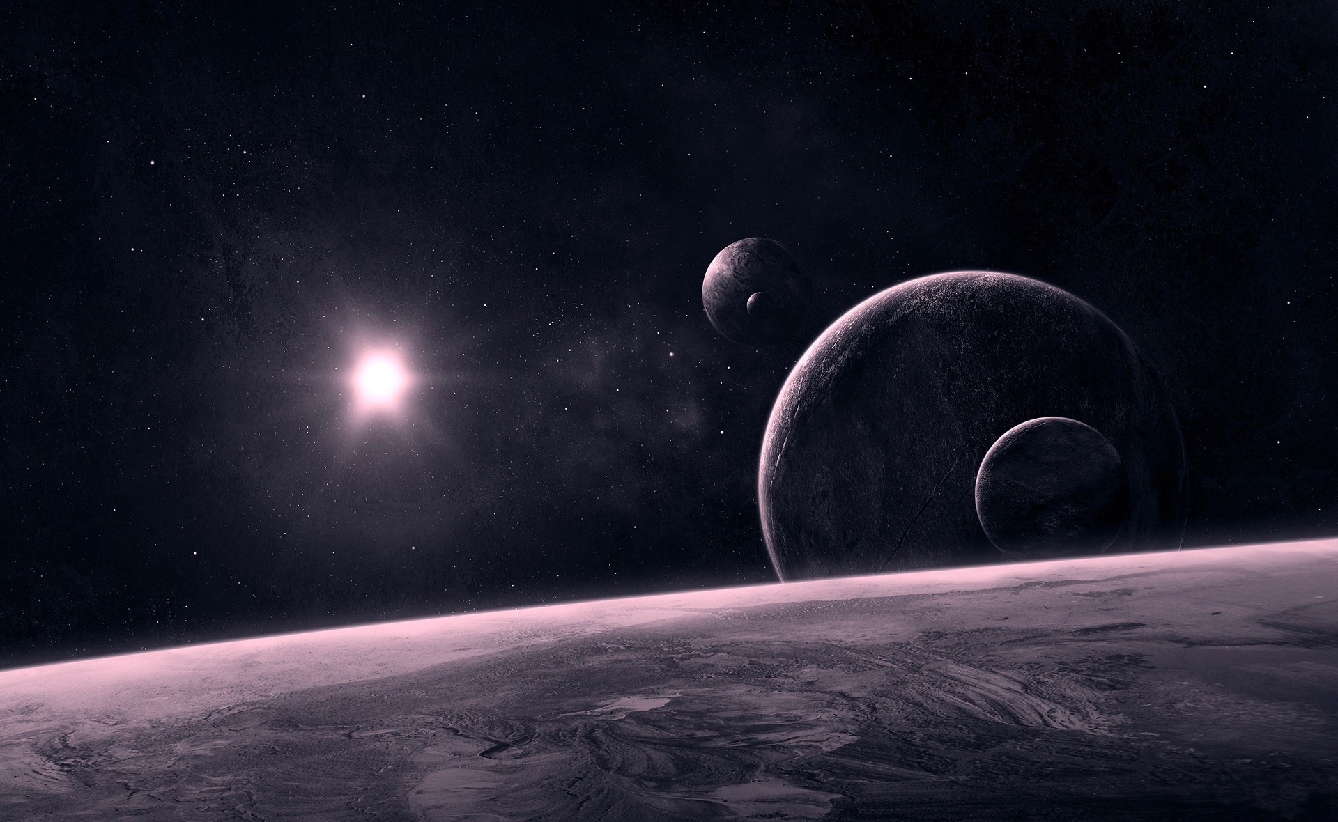 Planets and stars in deep space HD Wallpaper