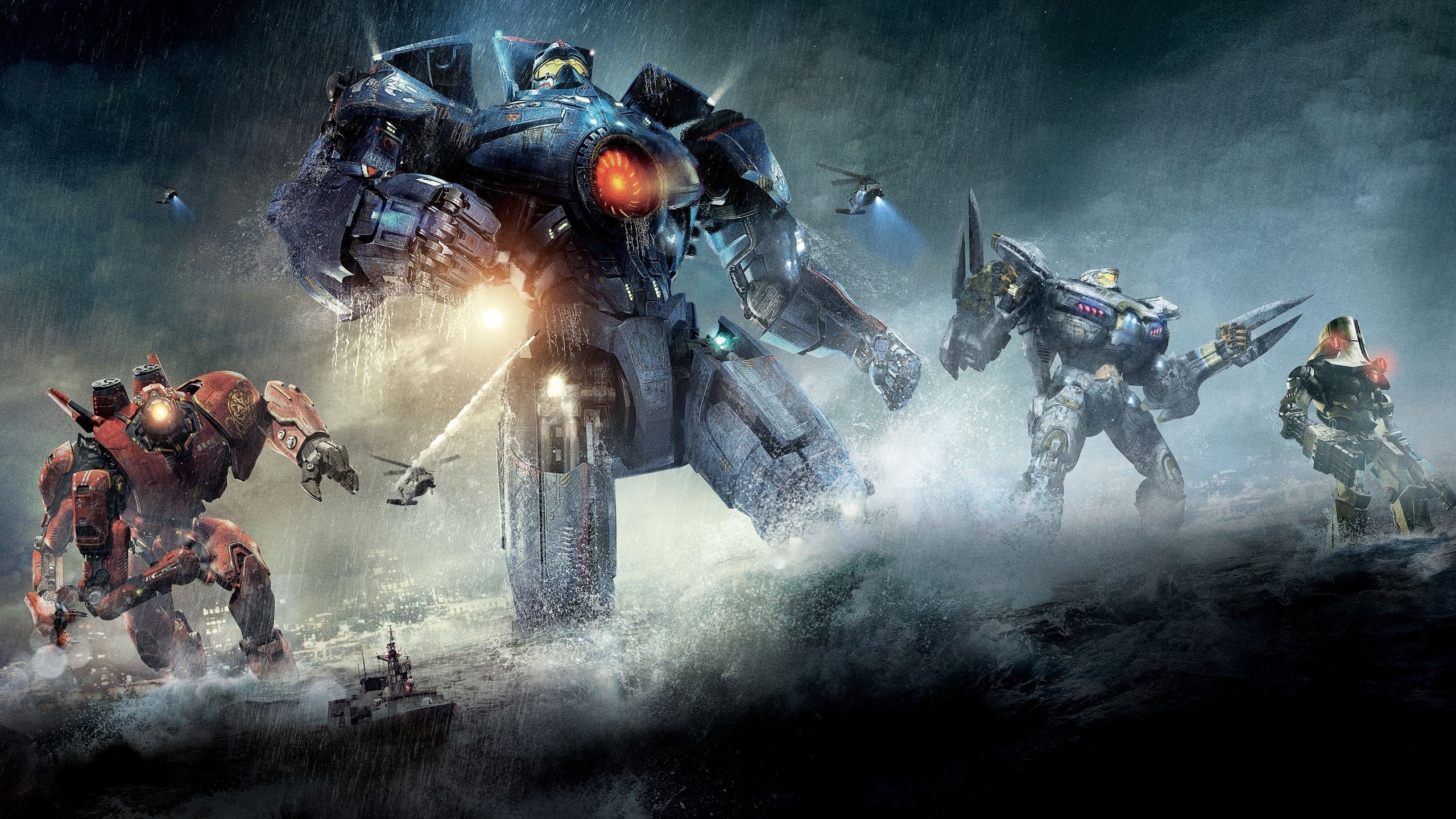 Pacific Rim robots in a stormy sea battle HD Wallpaper