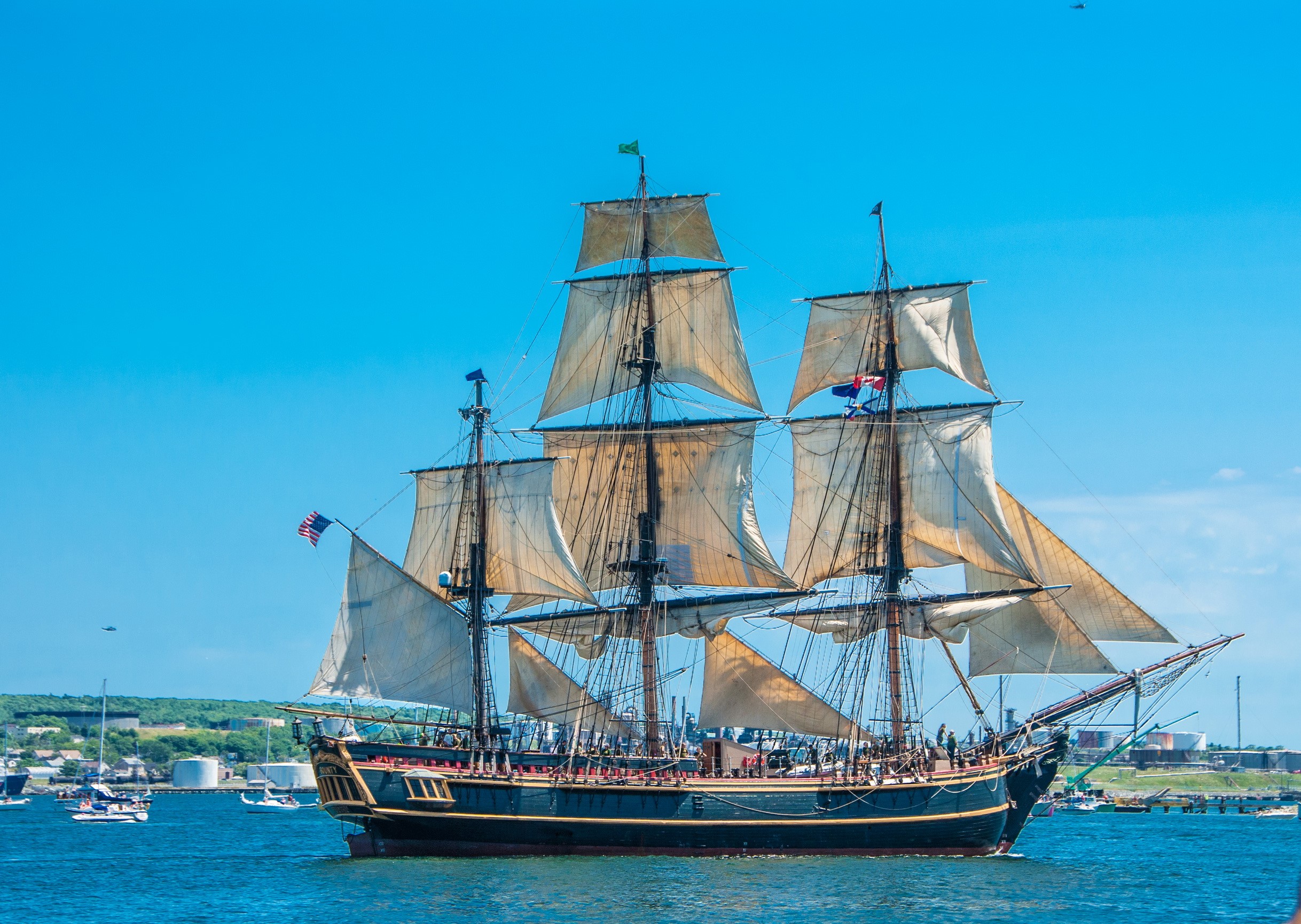 Tall Ship Sailing in Halifax Harbour HD Wallpaper